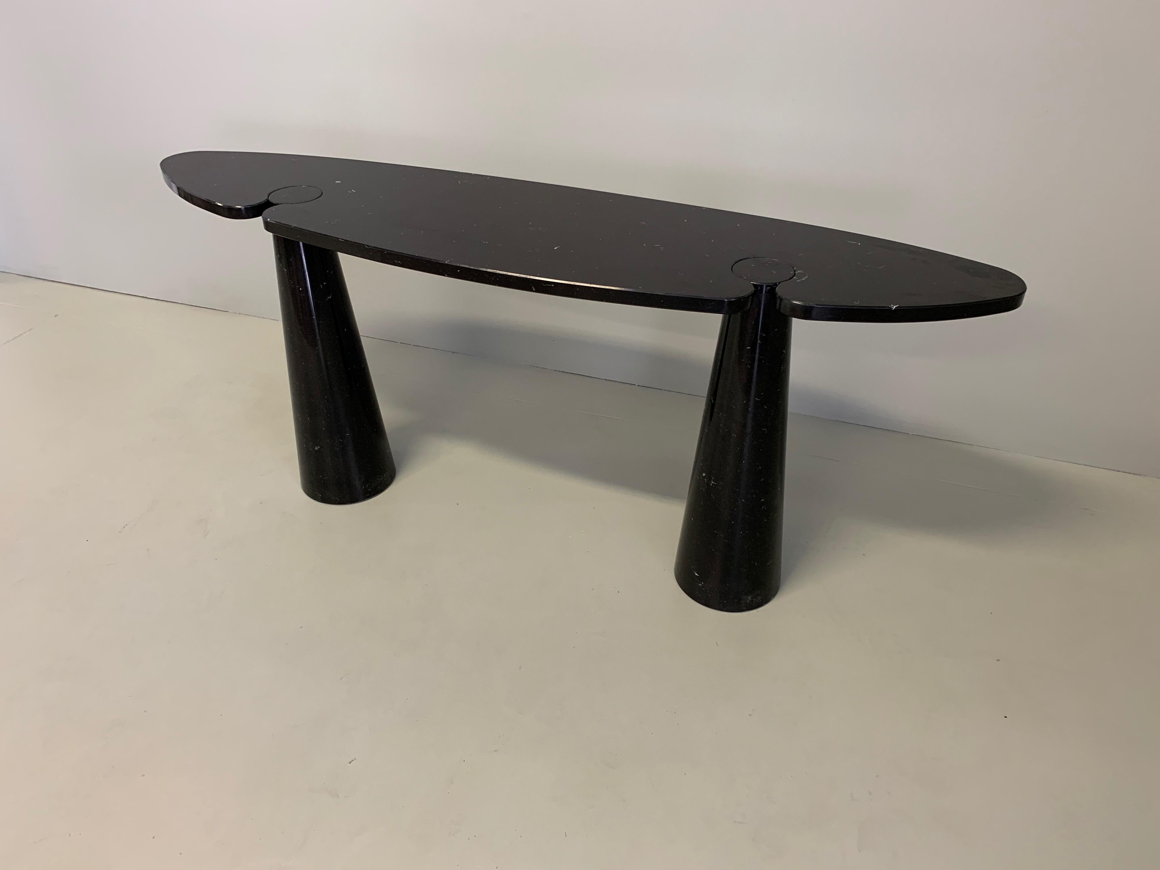 Angelo Mangiarotti Console Table Eros Black Marquina Marble In Excellent Condition In Rovereta, SM