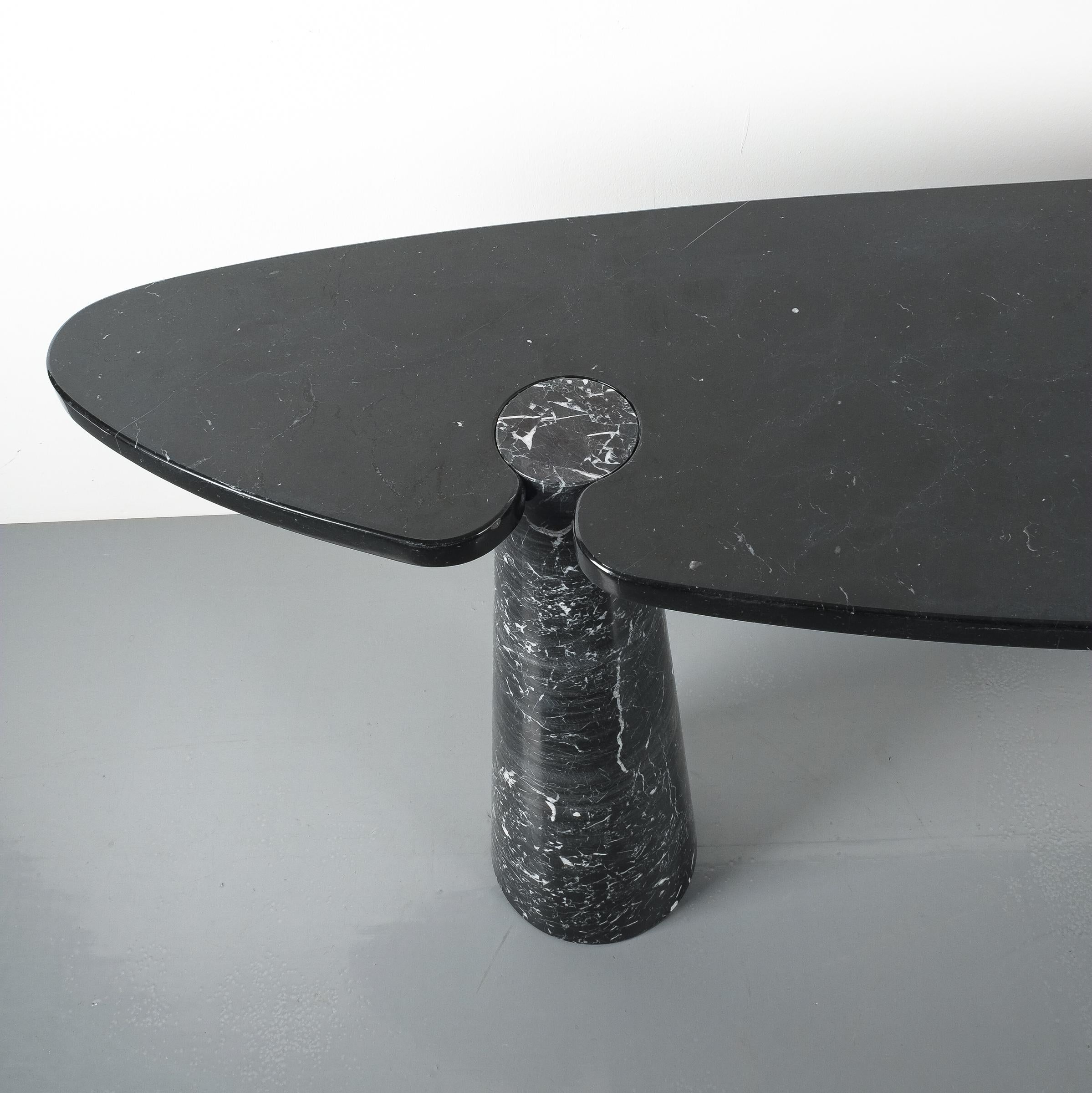 Italian Angelo Mangiarotti Console Table Eros Black Marquina Marble, Italy