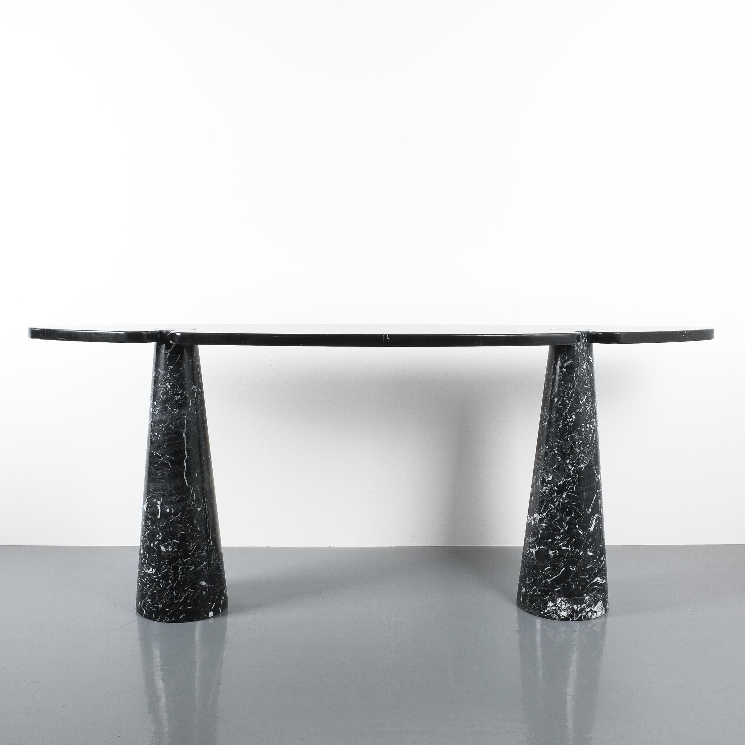 Late 20th Century Angelo Mangiarotti Console Table Eros Black Marquina Marble, Italy