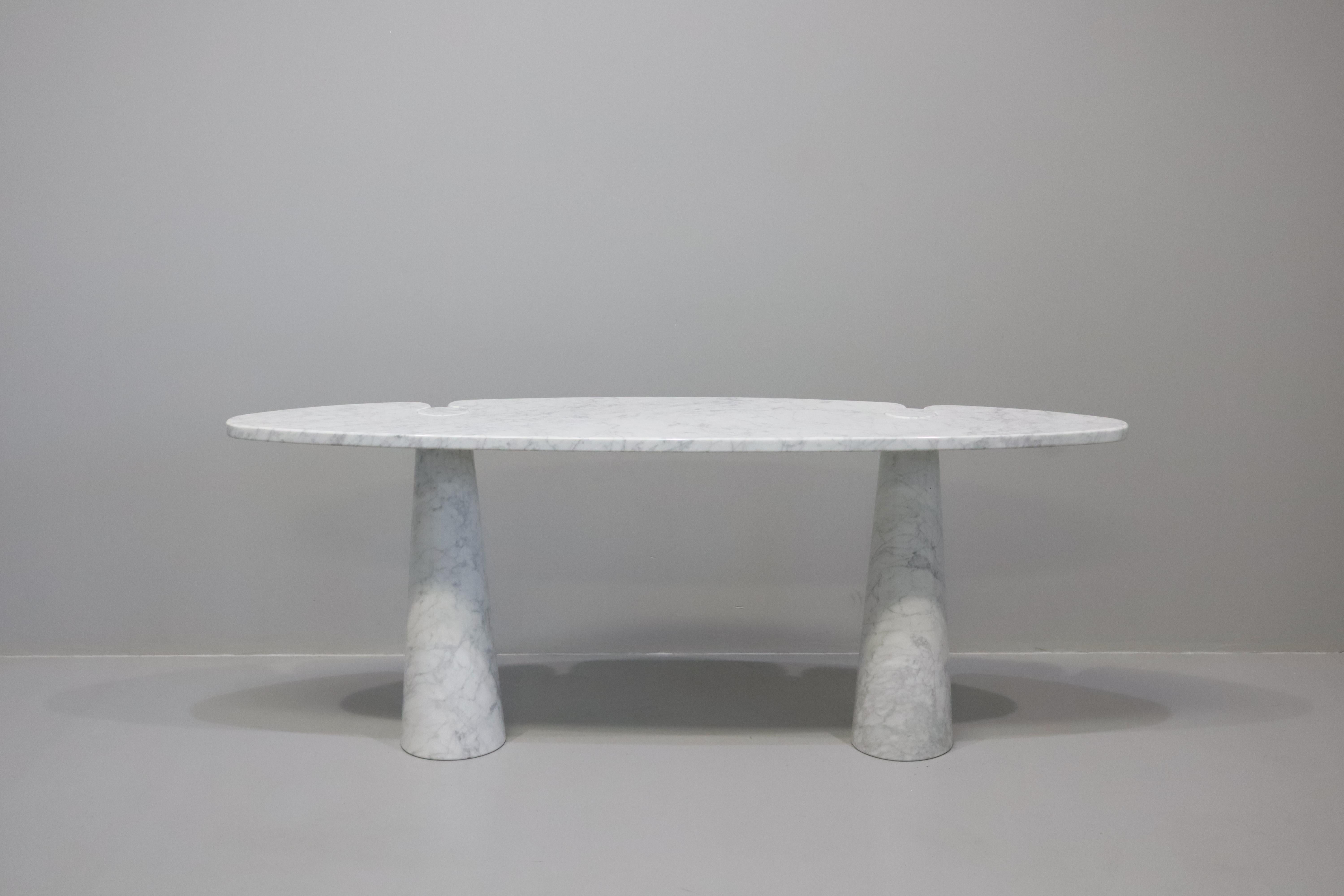 Mid-Century Modern Angelo Mangiarotti Console Table Eros Carrara Marble Original Label For Sale