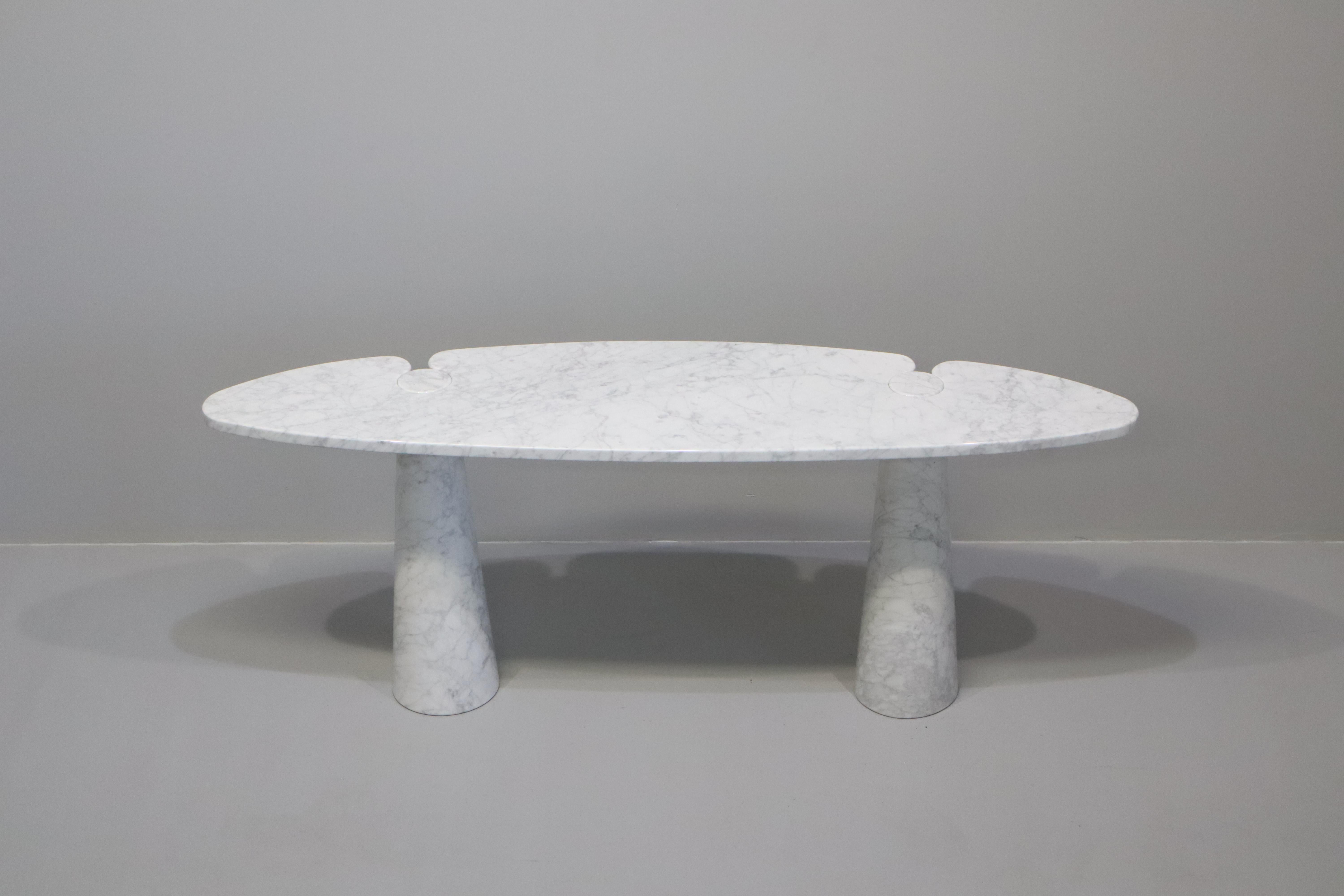 20th Century Angelo Mangiarotti Console Table Eros Carrara Marble Original Label For Sale