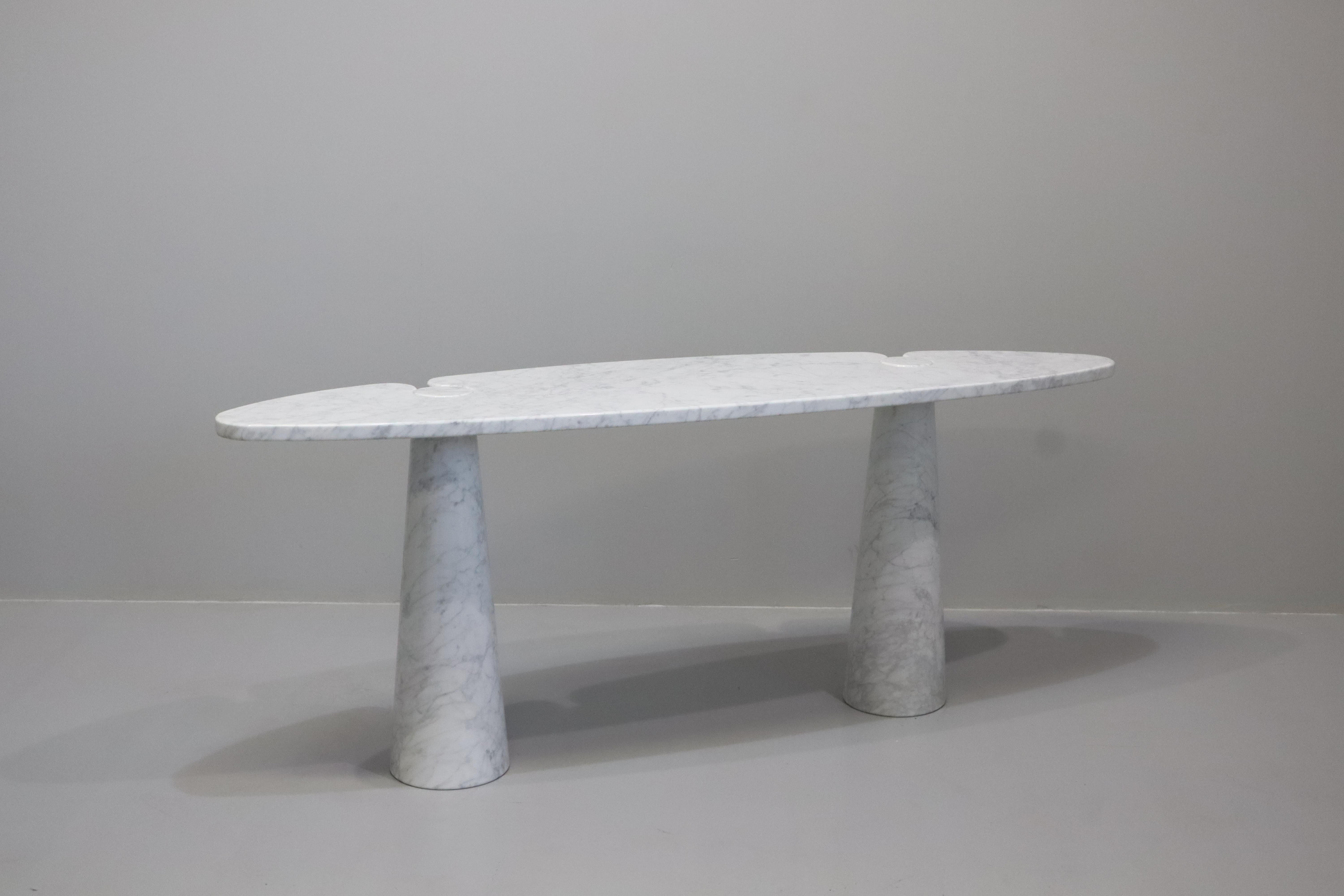 Angelo Mangiarotti Console Table Eros Carrara Marble Original Label For Sale 1
