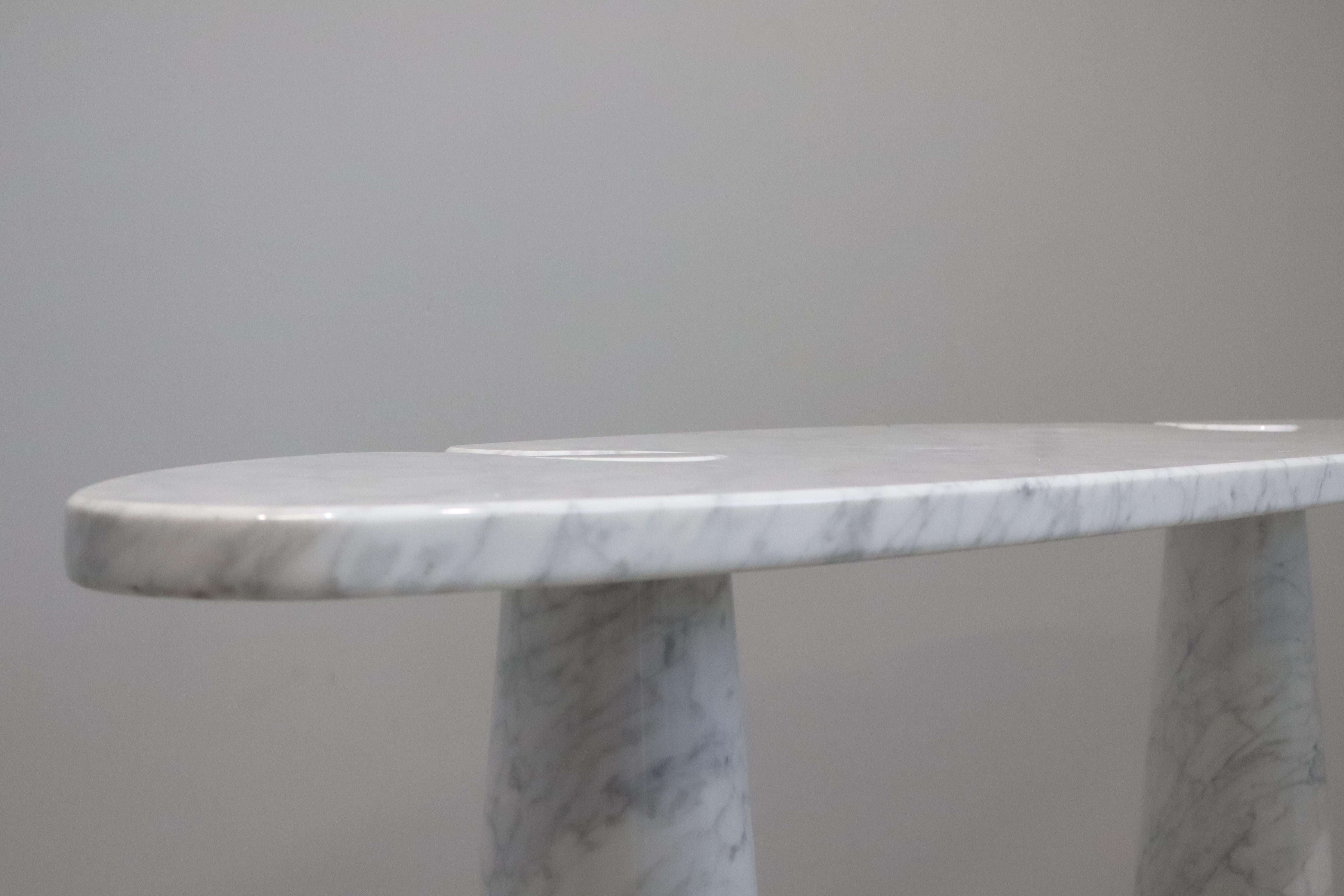 Angelo Mangiarotti Console Table Eros Carrara Marble Original Label For Sale 2