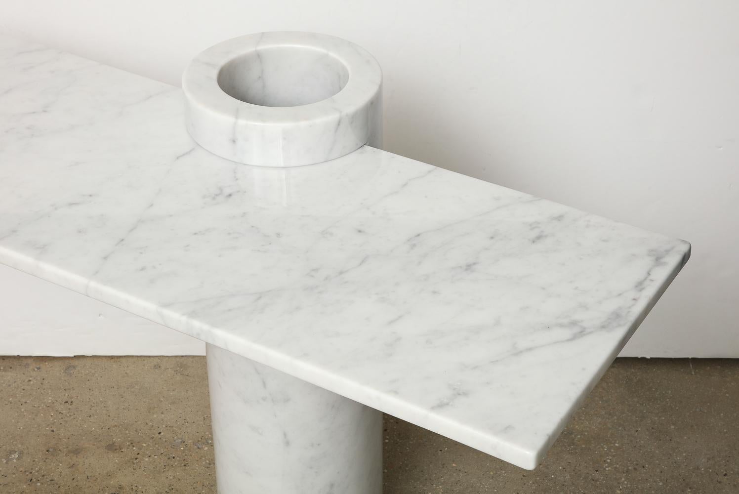 Angelo Mangiarotti for Skipper rare console table.  Carrara marble. From the Loico series, which was produced in small numbers for only a short period of time.
