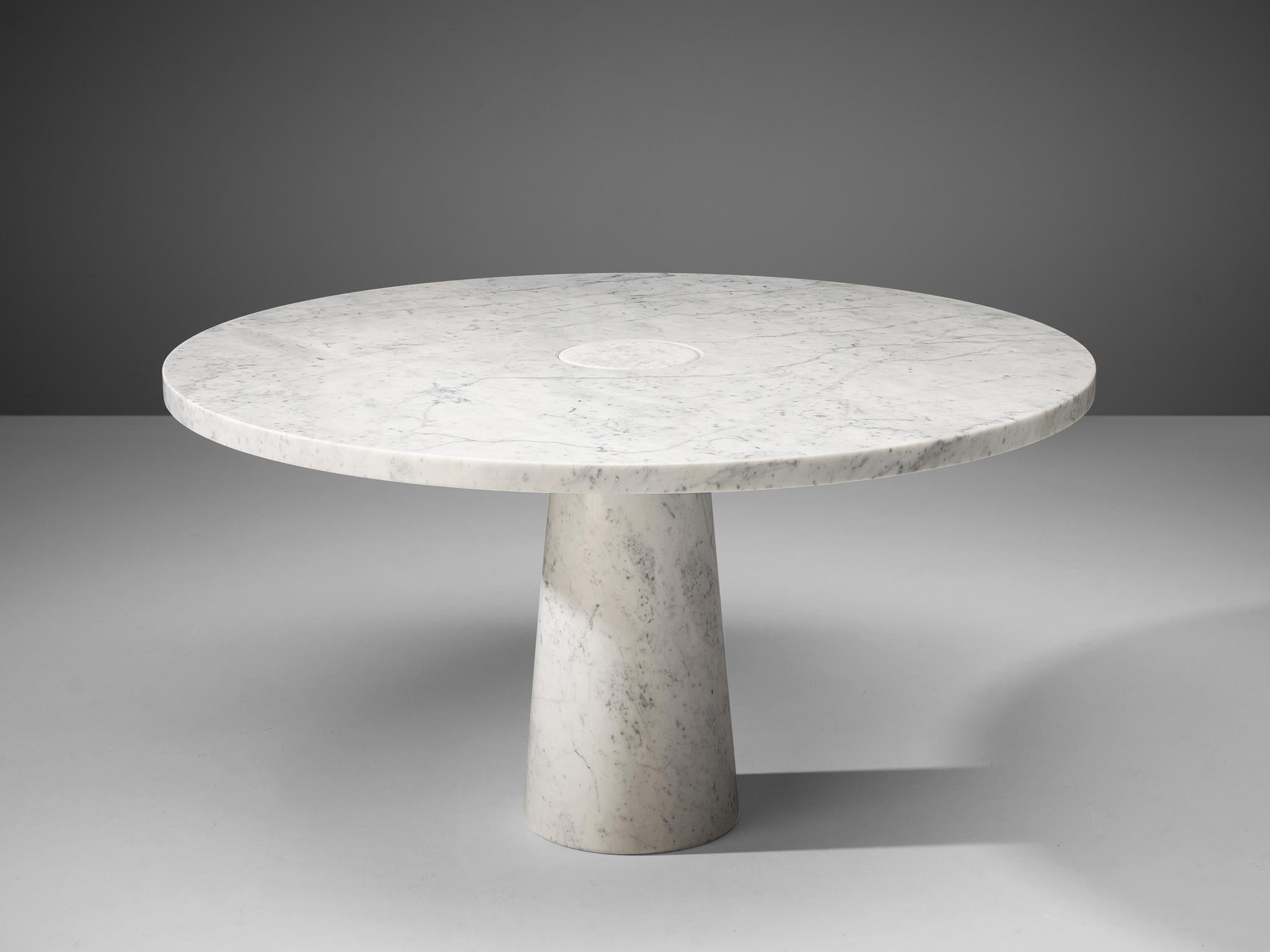 Angelo Mangiarotti, dining table, marble, Italy, 1970s

This architectural table is a skilful example of Postmodern design by Angelo Mangiarotti. The circular table features no joints or clamps and is architectural in its structure featuring one