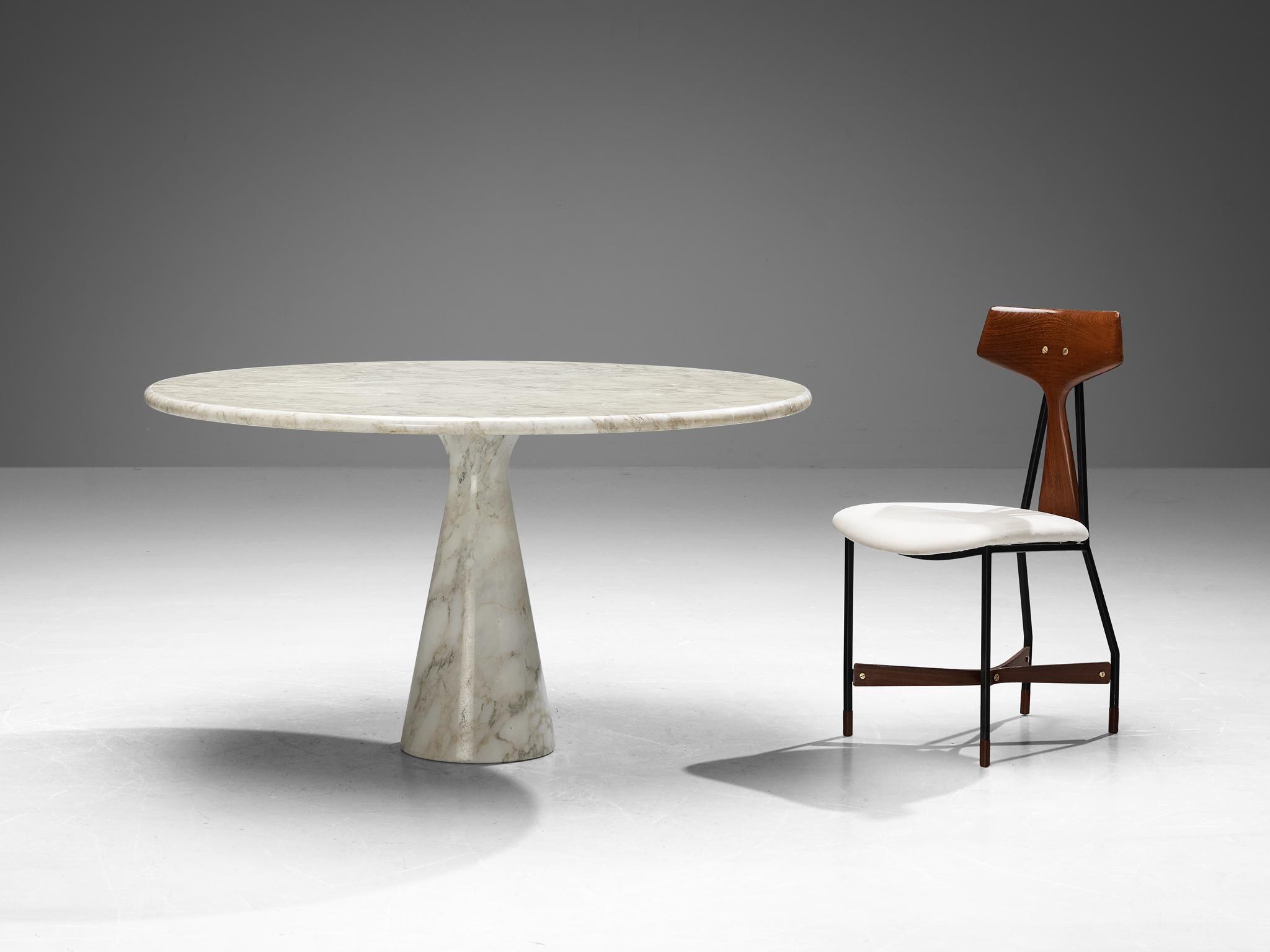Métal Table de salle à manger Angelo Mangiarotti en marbre avec ensemble de six chaises en teck  en vente