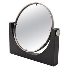 Miroir de salle de bains double face en marbre de Carrare et acier, Angelo Mangiarotti, Italie