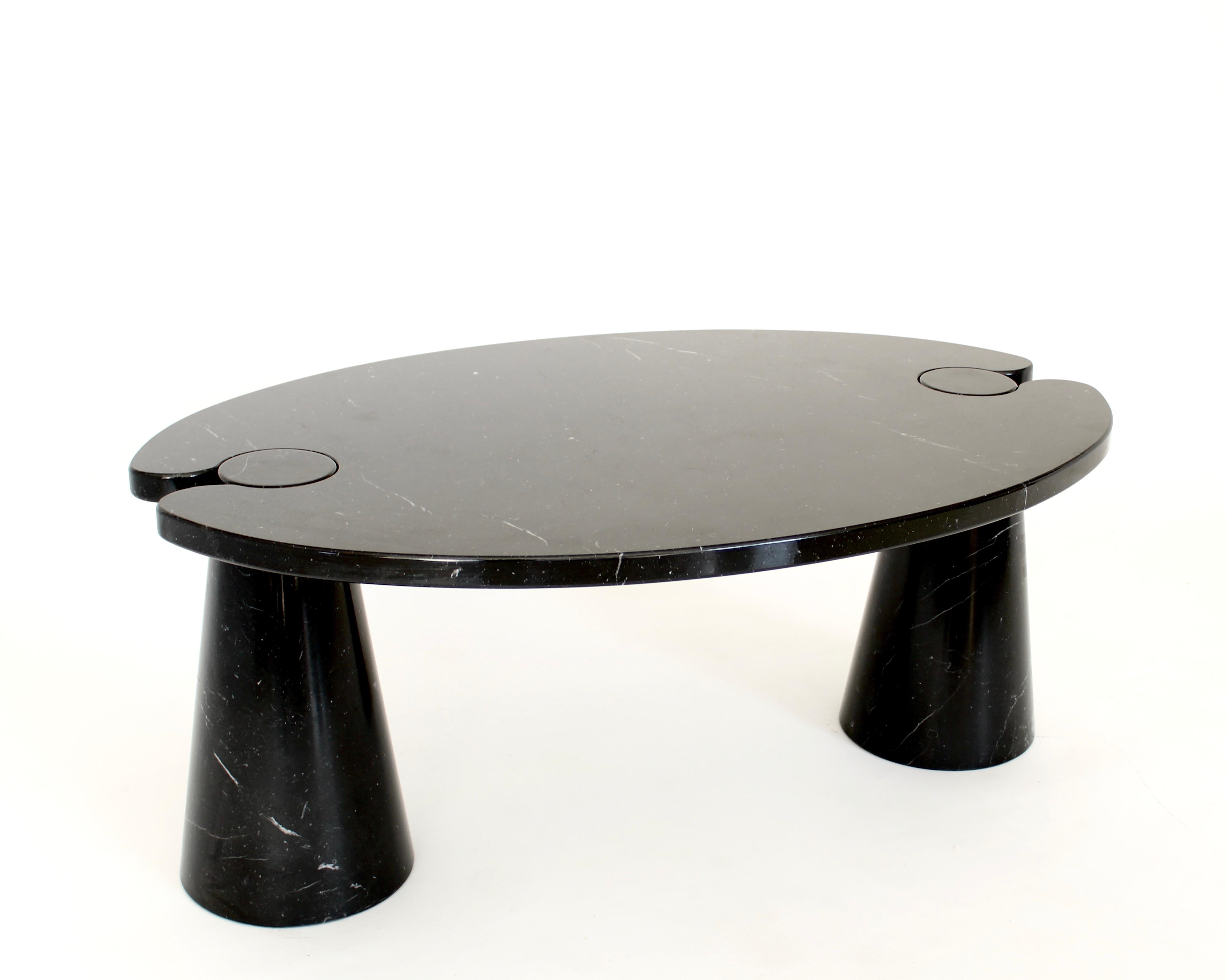 Angelo Mangiarotti Eros Black Marquina Oval Marble Coffee Table 4