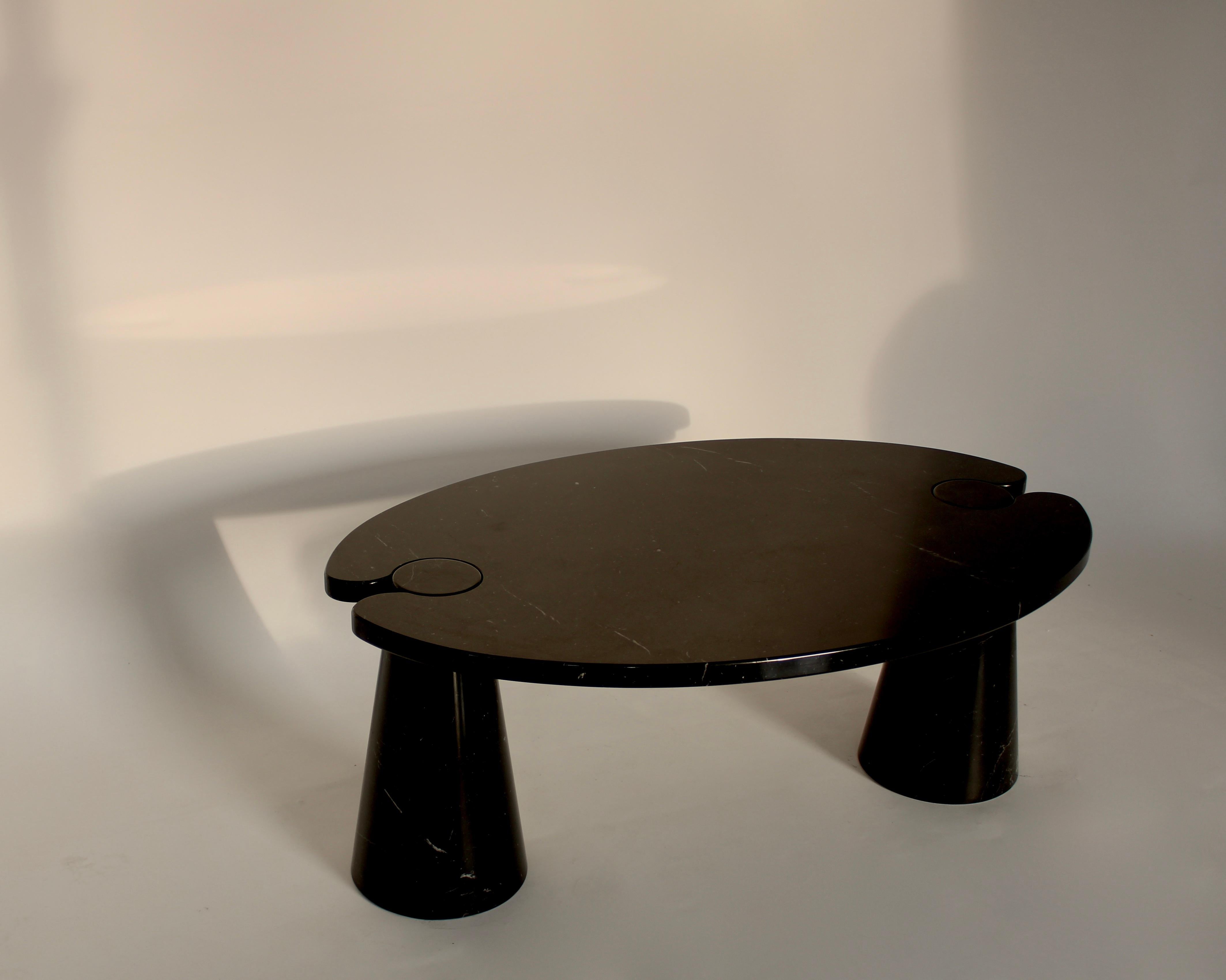 Angelo Mangiarotti Eros Black Marquina Oval Marble Coffee Table 6