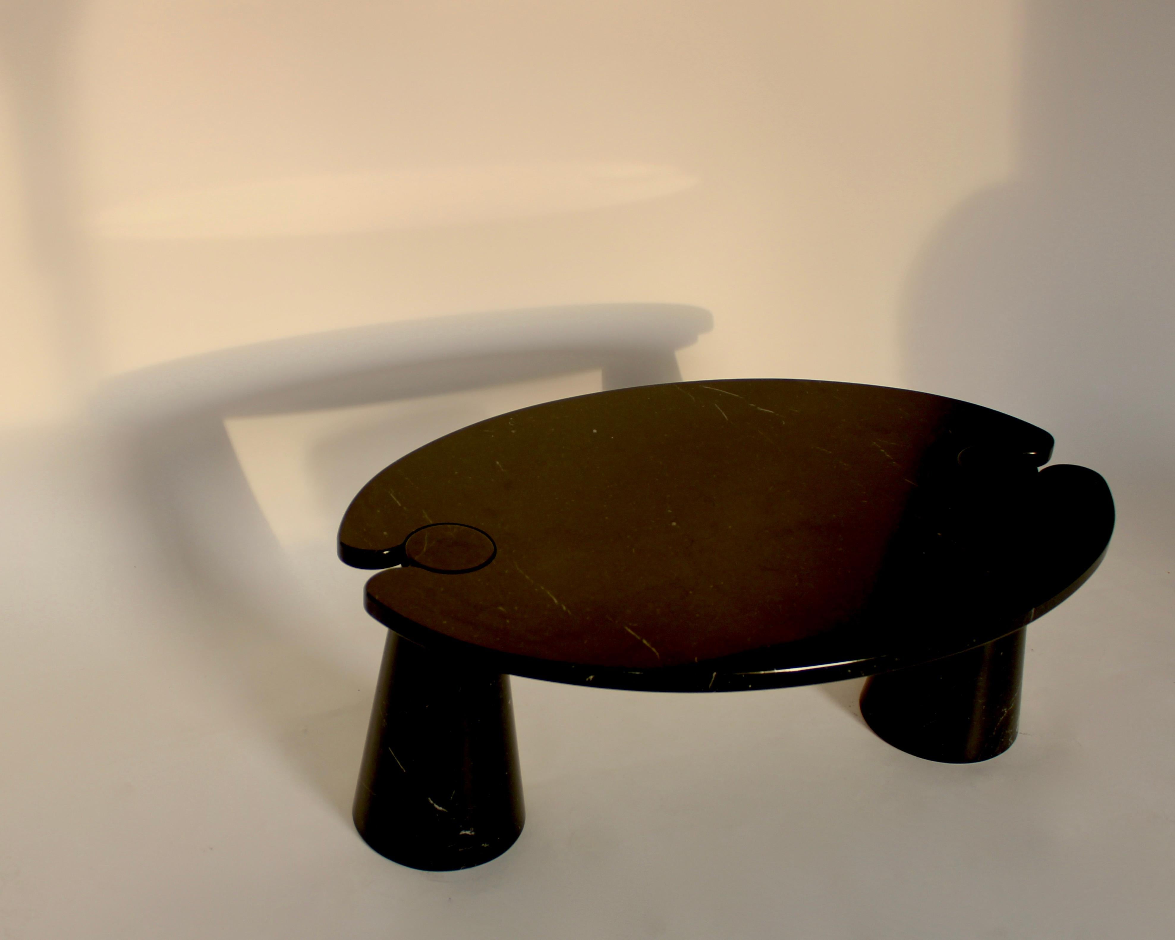 Angelo Mangiarotti Eros Black Marquina Oval Marble Coffee Table 7