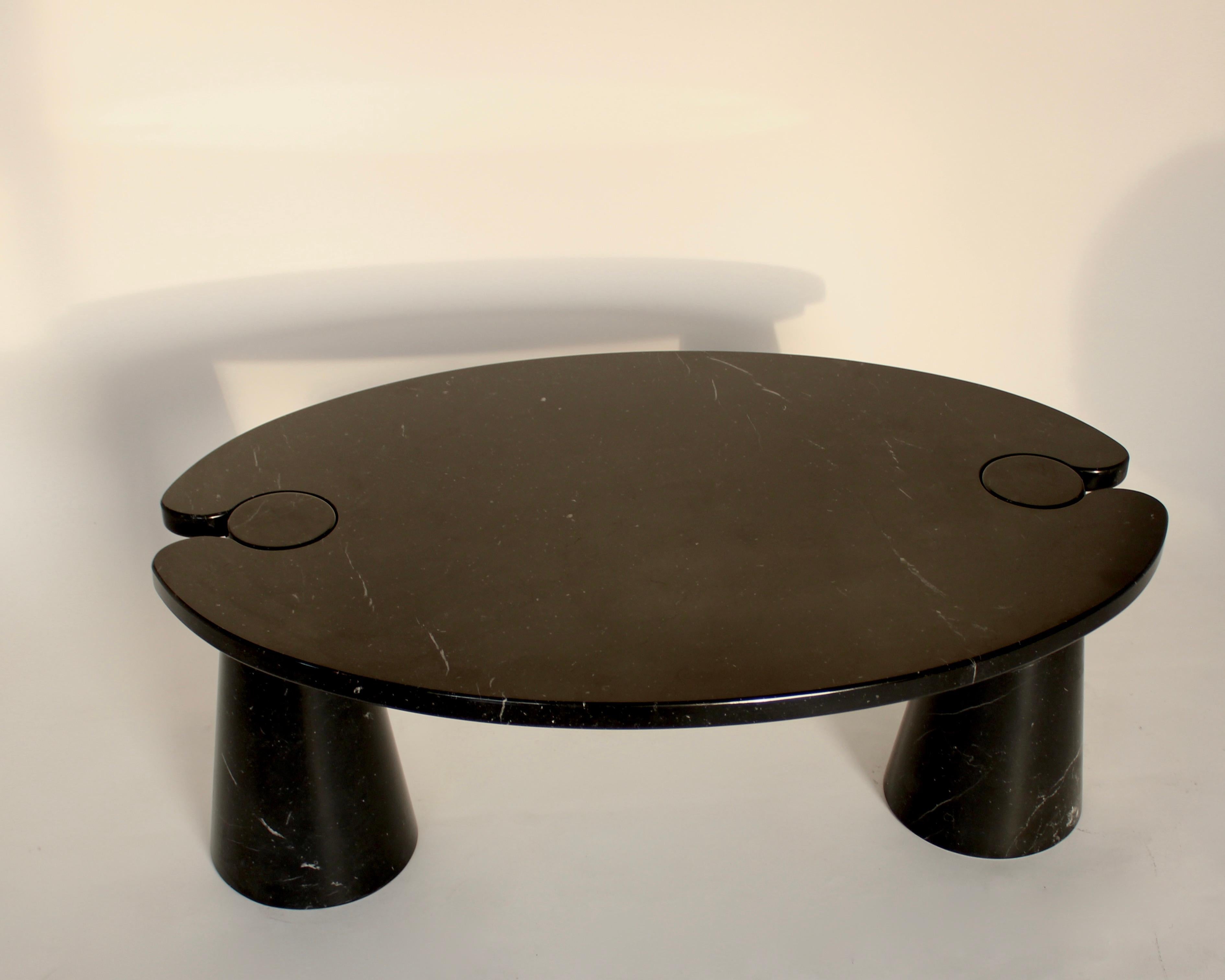 Angelo Mangiarotti Eros Black Marquina Oval Marble Coffee Table 8