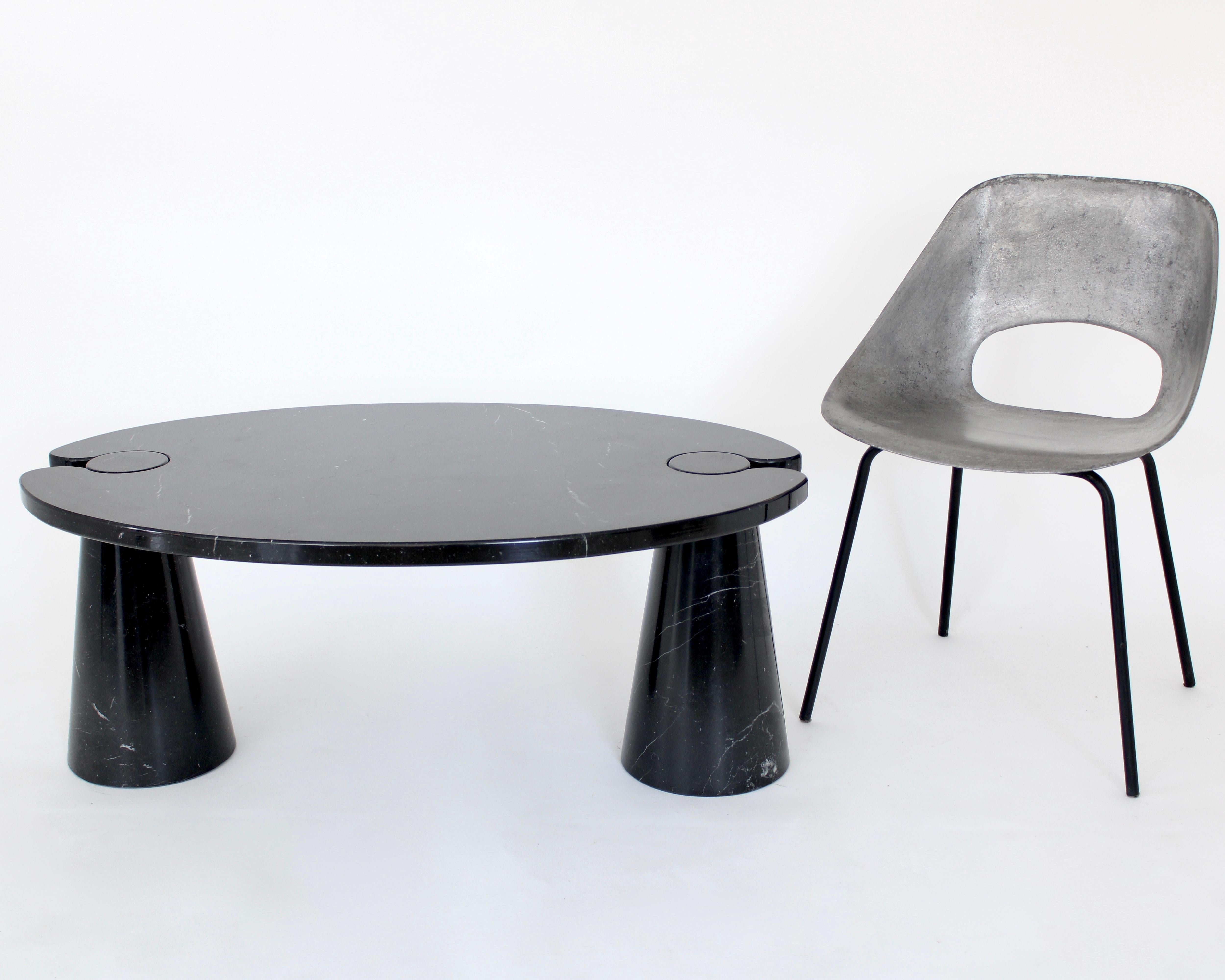 Angelo Mangiarotti Eros Black Marquina Oval Marble Coffee Table 9