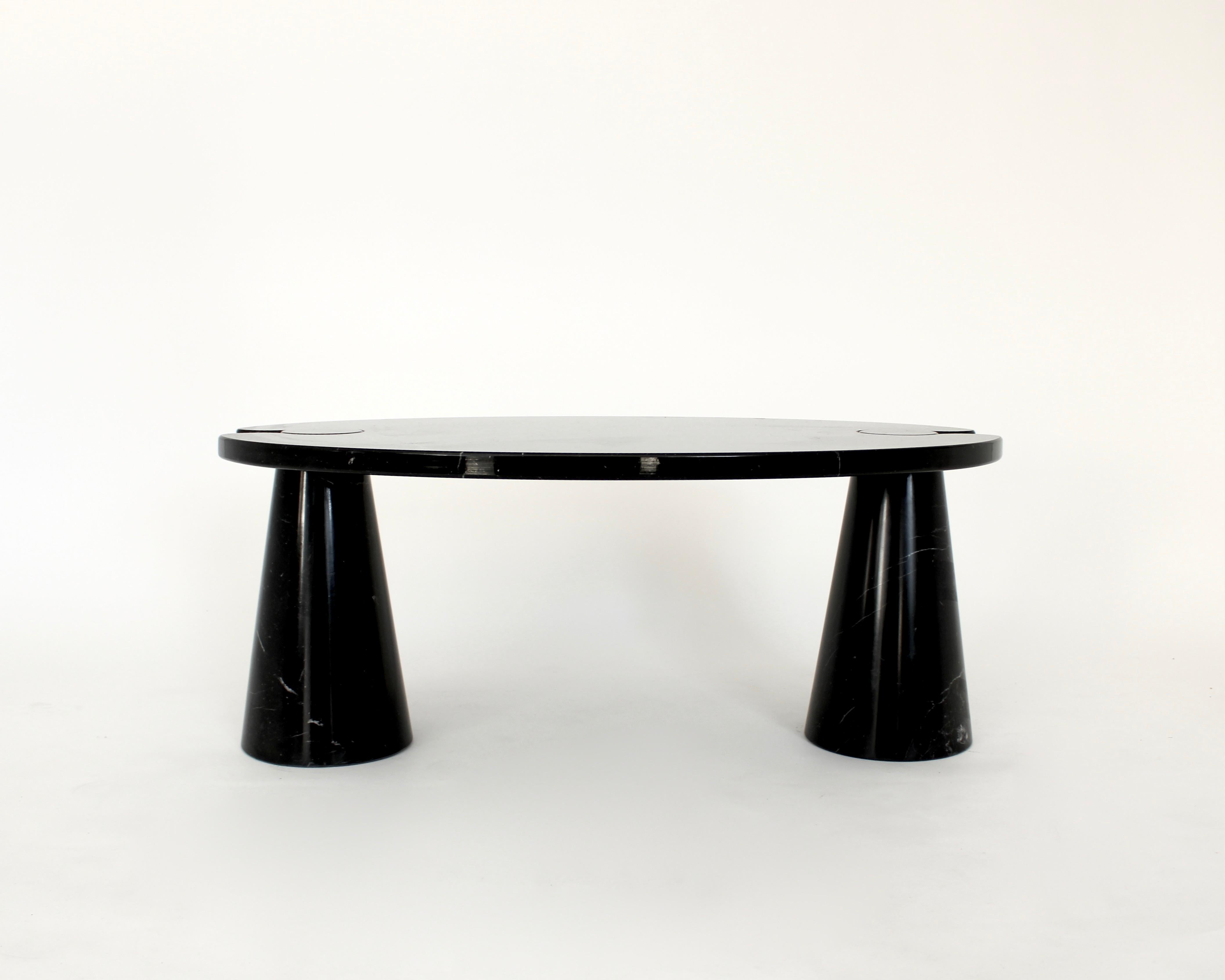 Mid-Century Modern Angelo Mangiarotti Eros Black Marquina Oval Marble Coffee Table