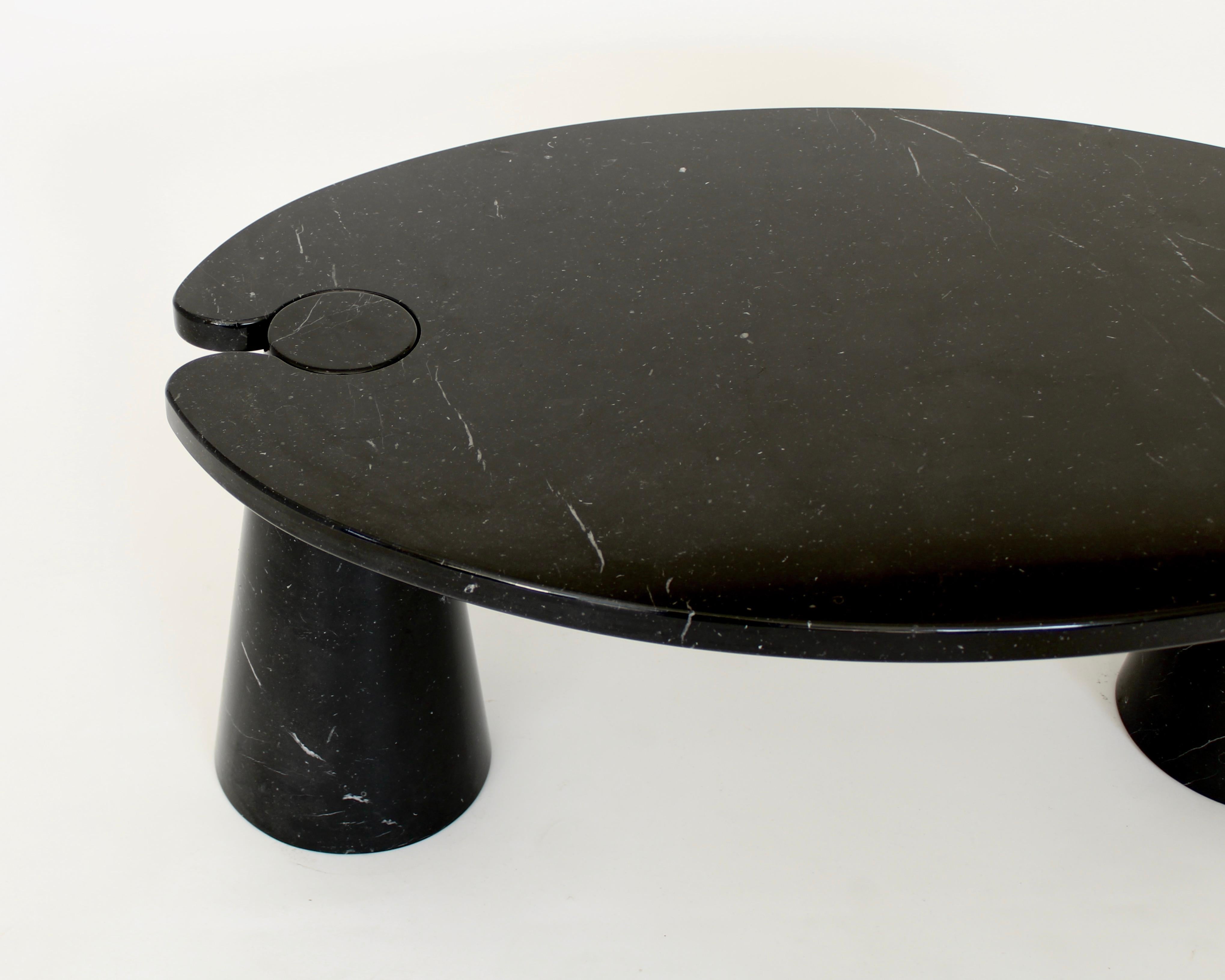 Angelo Mangiarotti Eros Black Marquina Oval Marble Coffee Table 1