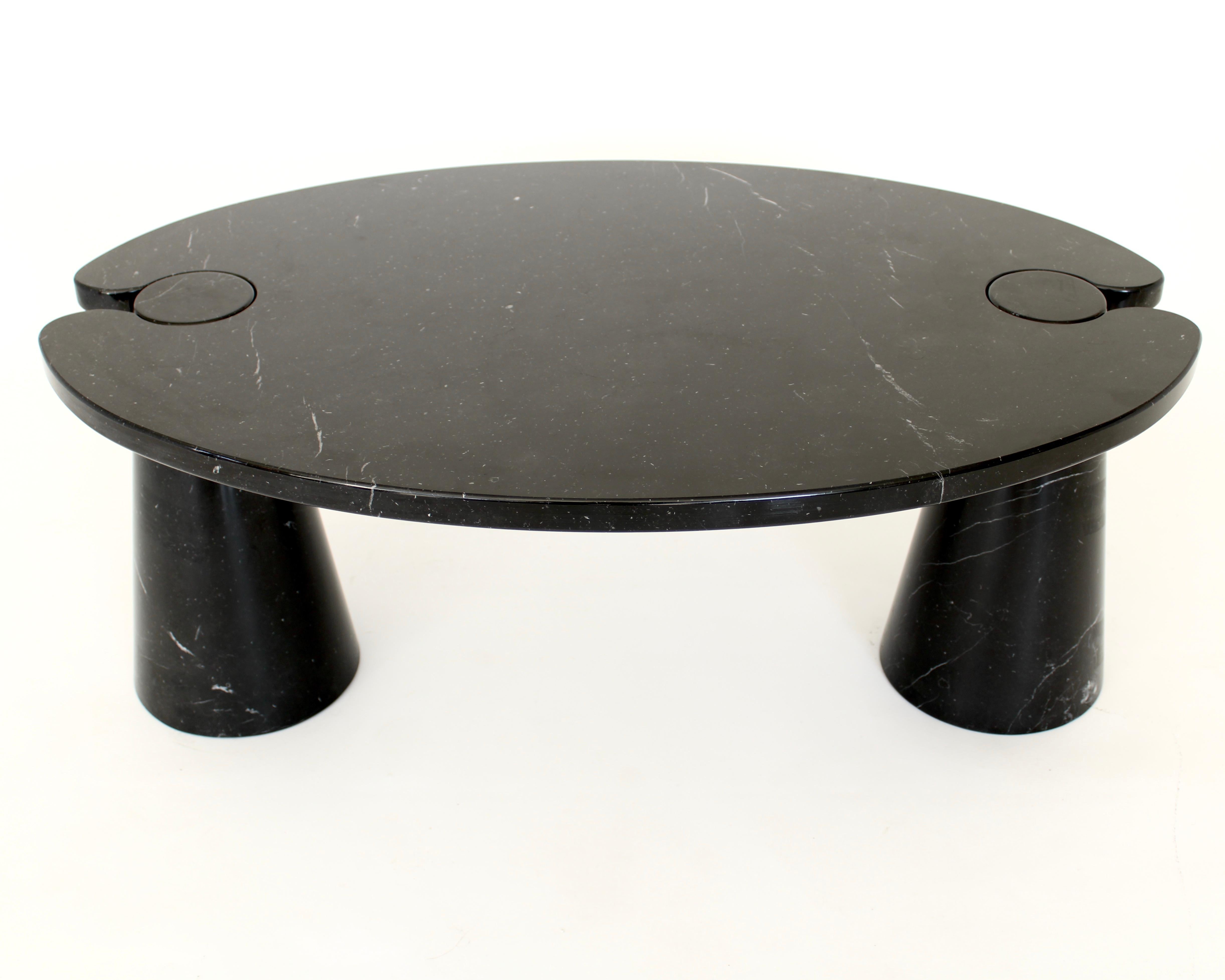Angelo Mangiarotti Eros Black Marquina Oval Marble Coffee Table 3