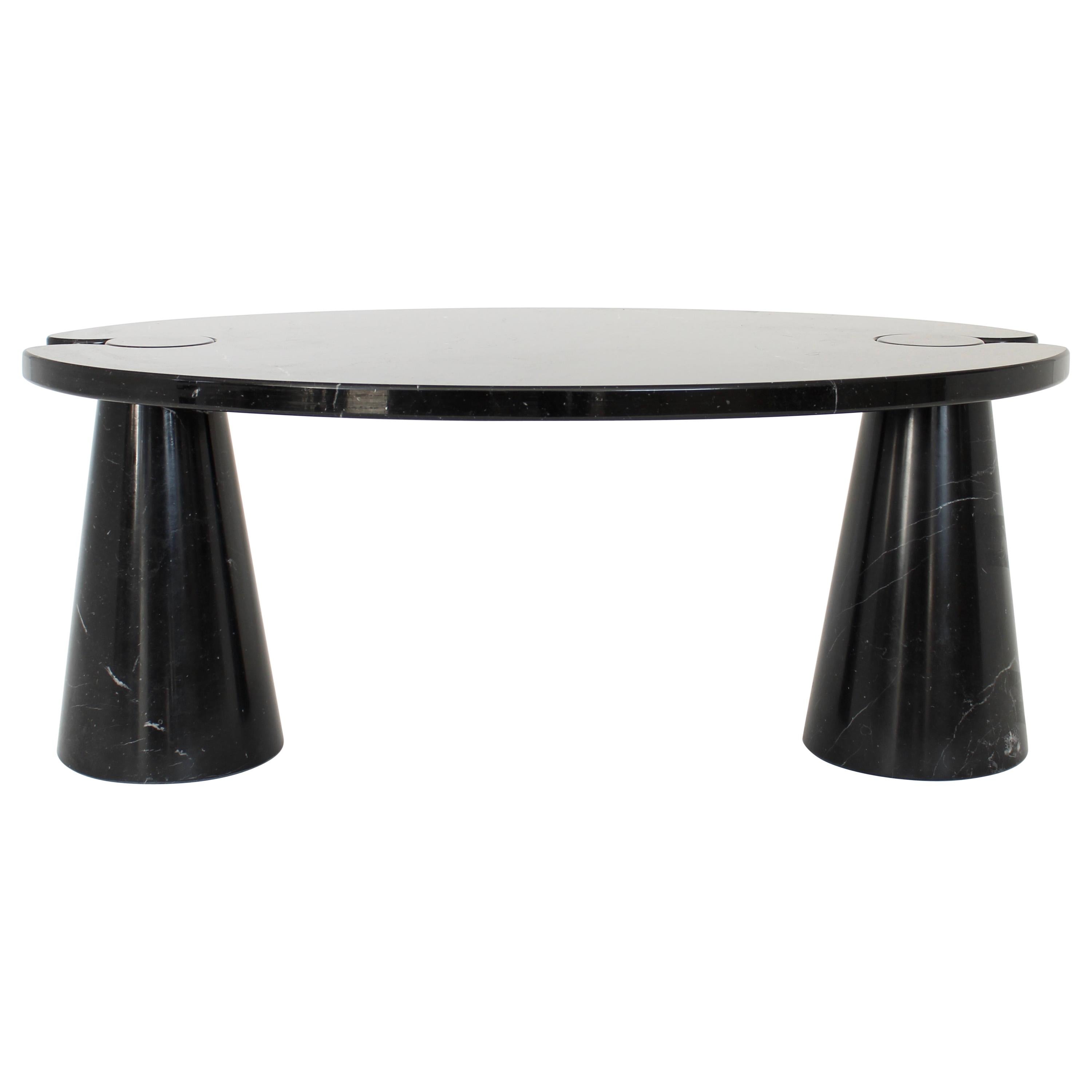 Angelo Mangiarotti Eros Black Marquina Oval Marble Coffee Table