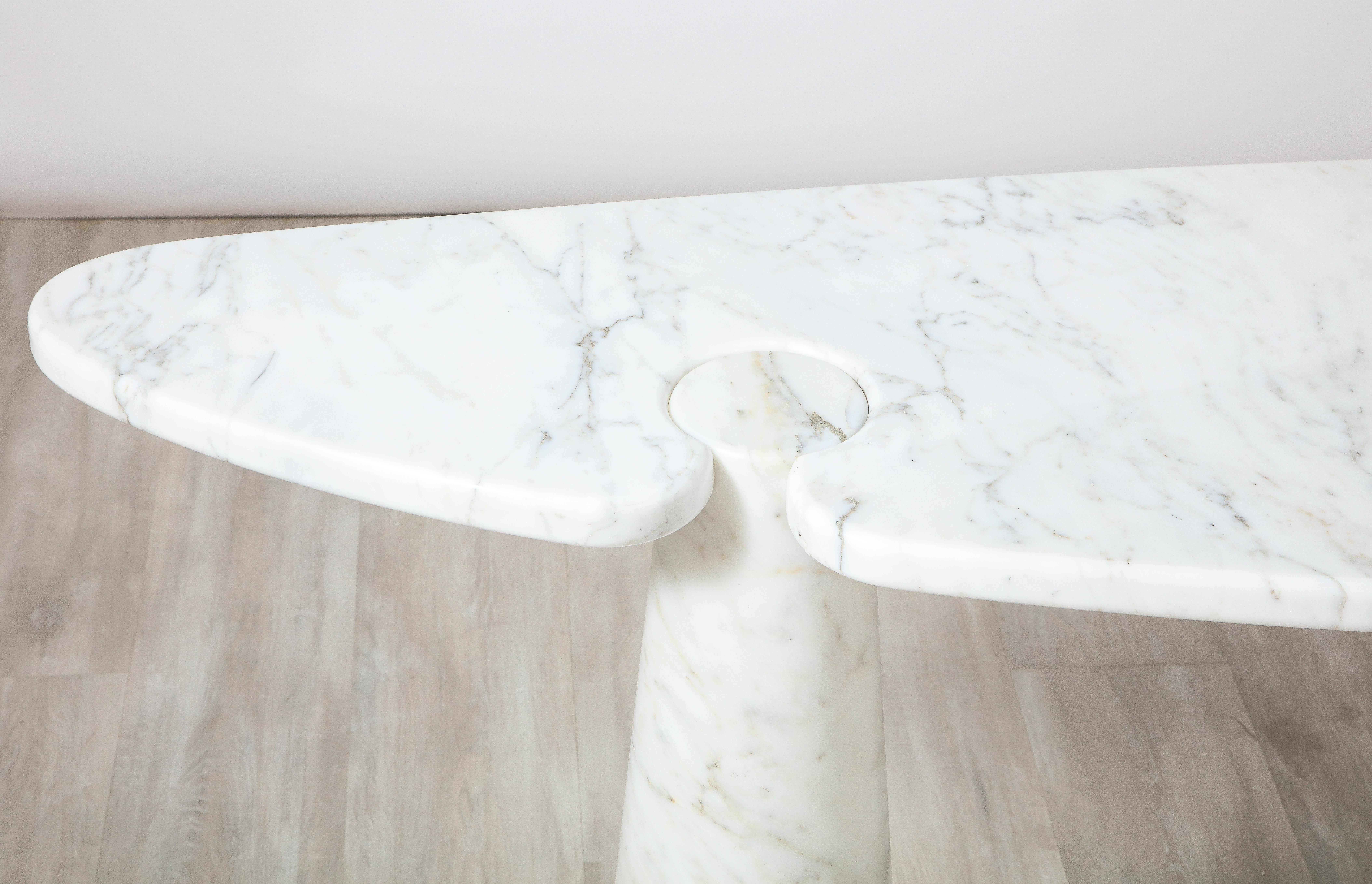 Italian Angelo Mangiarotti 'Eros' Carrara Marble Console Table For Sale