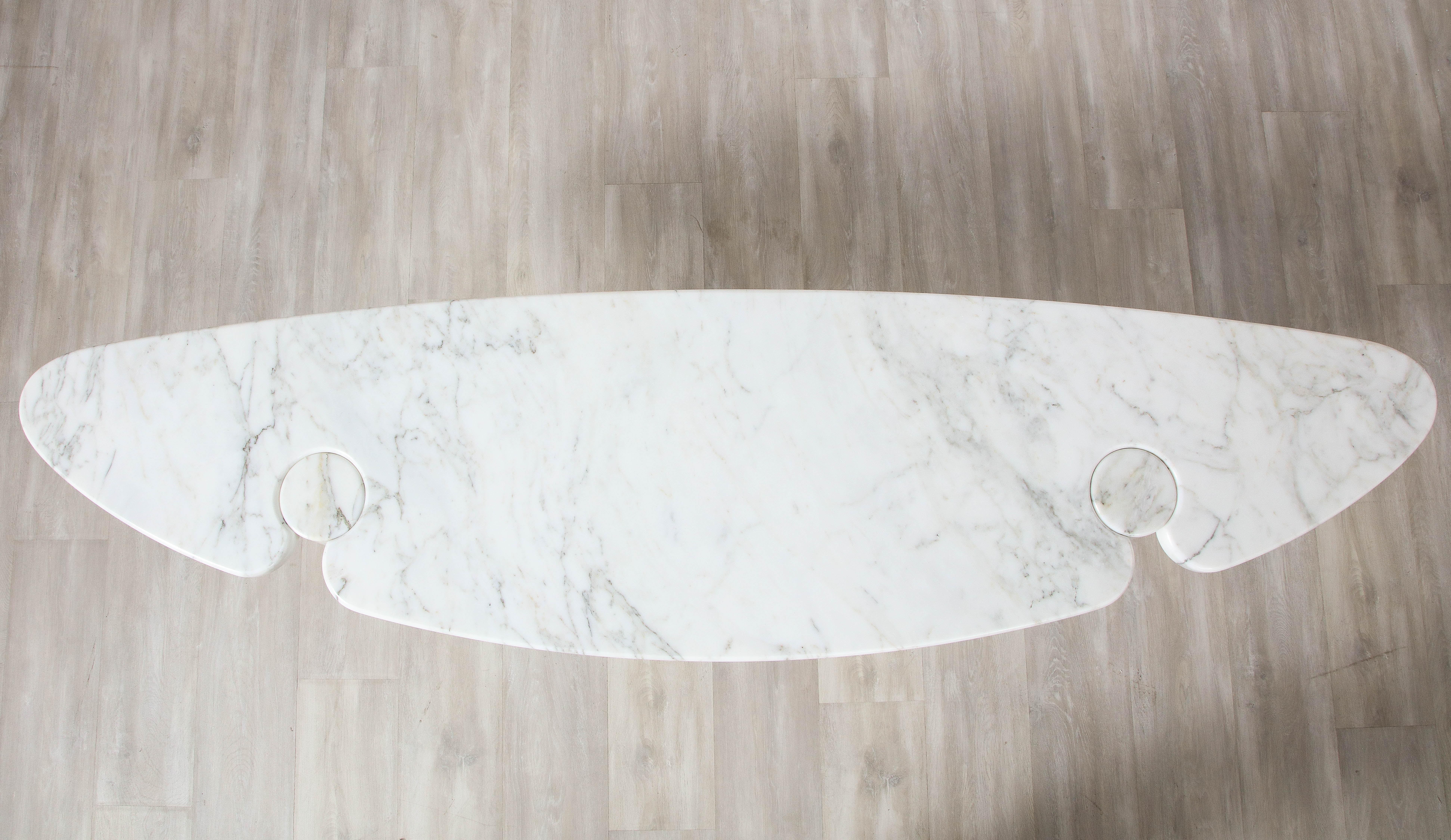 Angelo Mangiarotti 'Eros' Carrara Marble Console Table In Good Condition For Sale In New York, NY