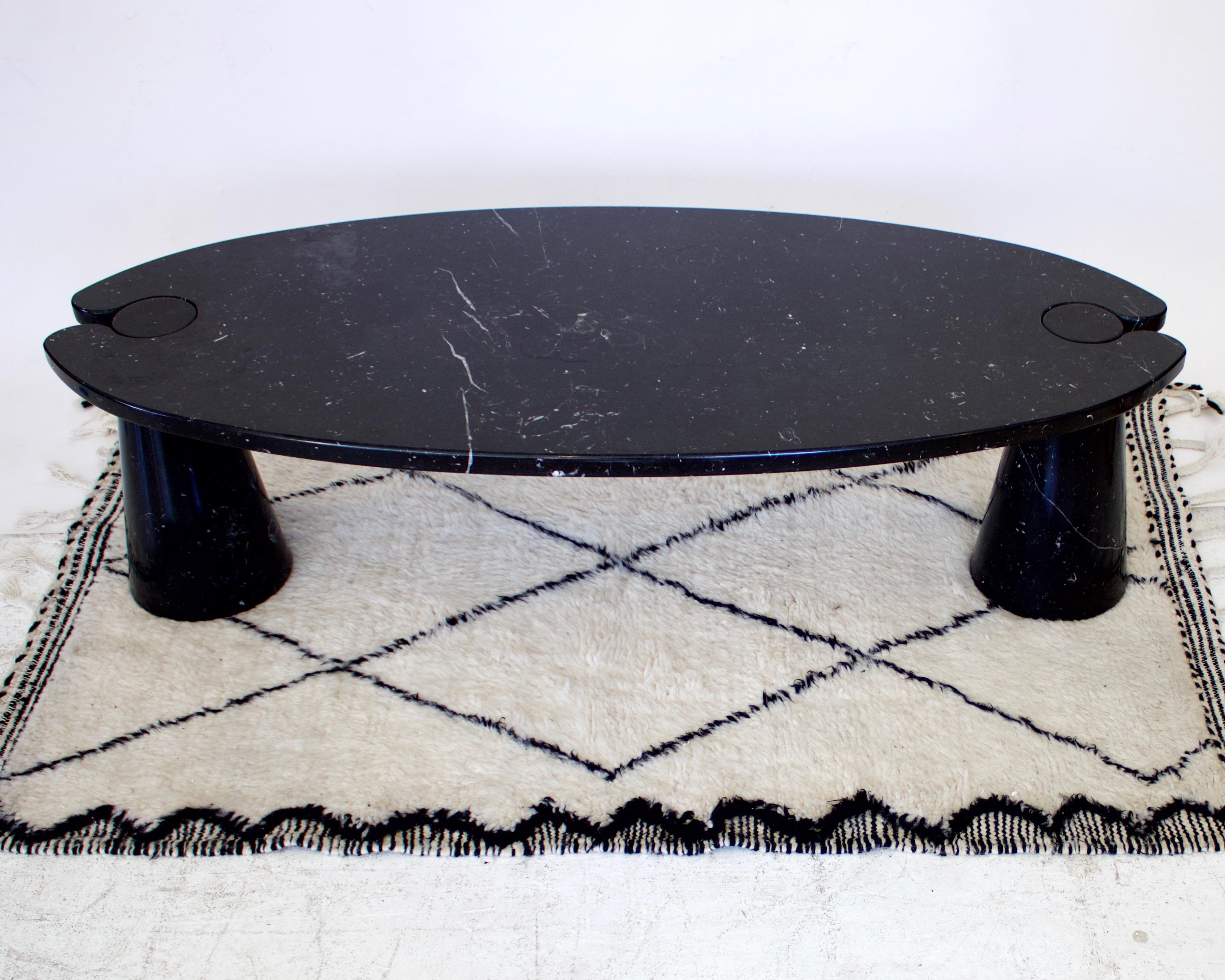 Italian Angelo Mangiarotti Eros Coffee Table Black Marquina Marble Fucina for Skipper