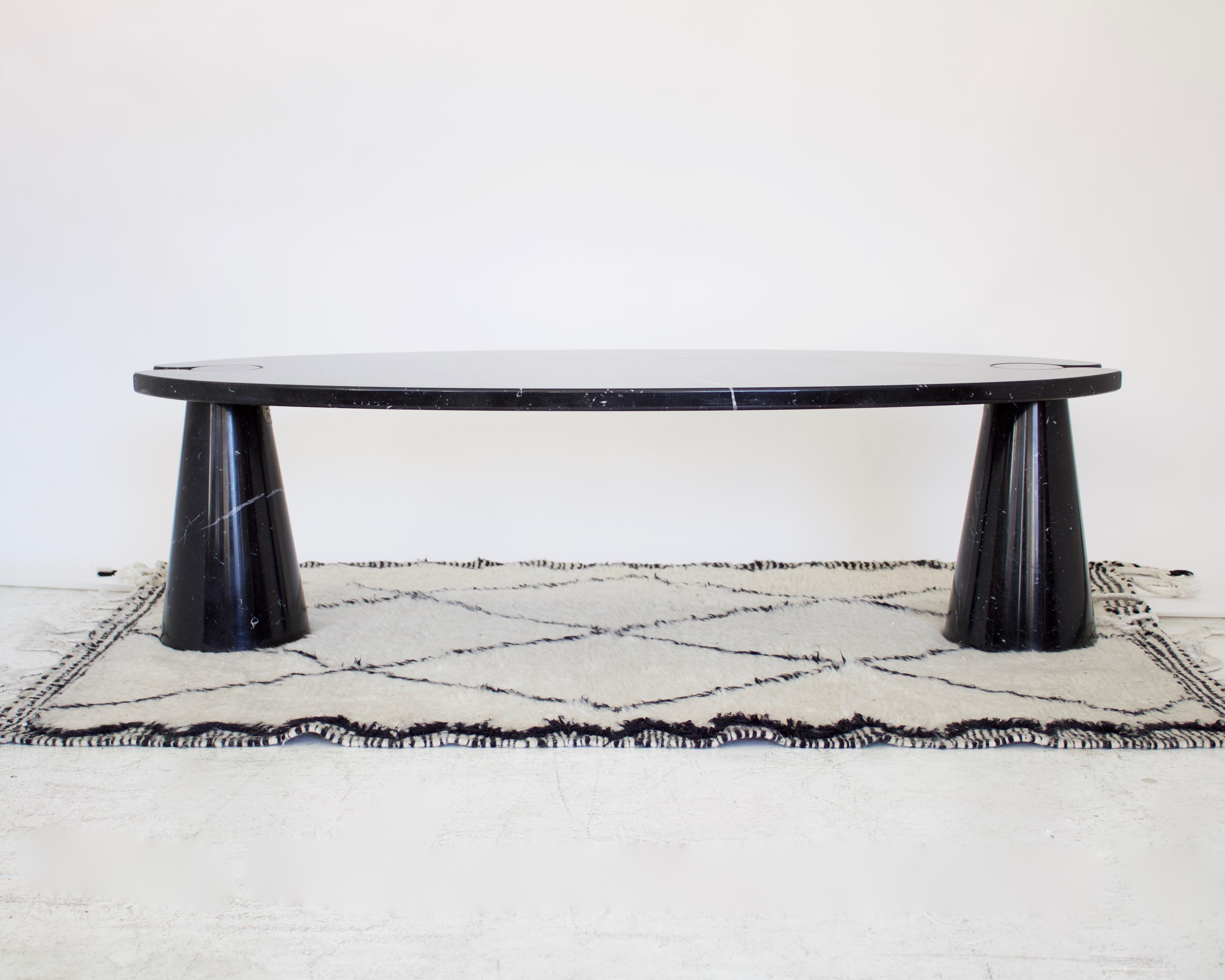 Mid-Century Modern Angelo Mangiarotti Eros Coffee Table Black Marquina Marble Fucina for Skipper