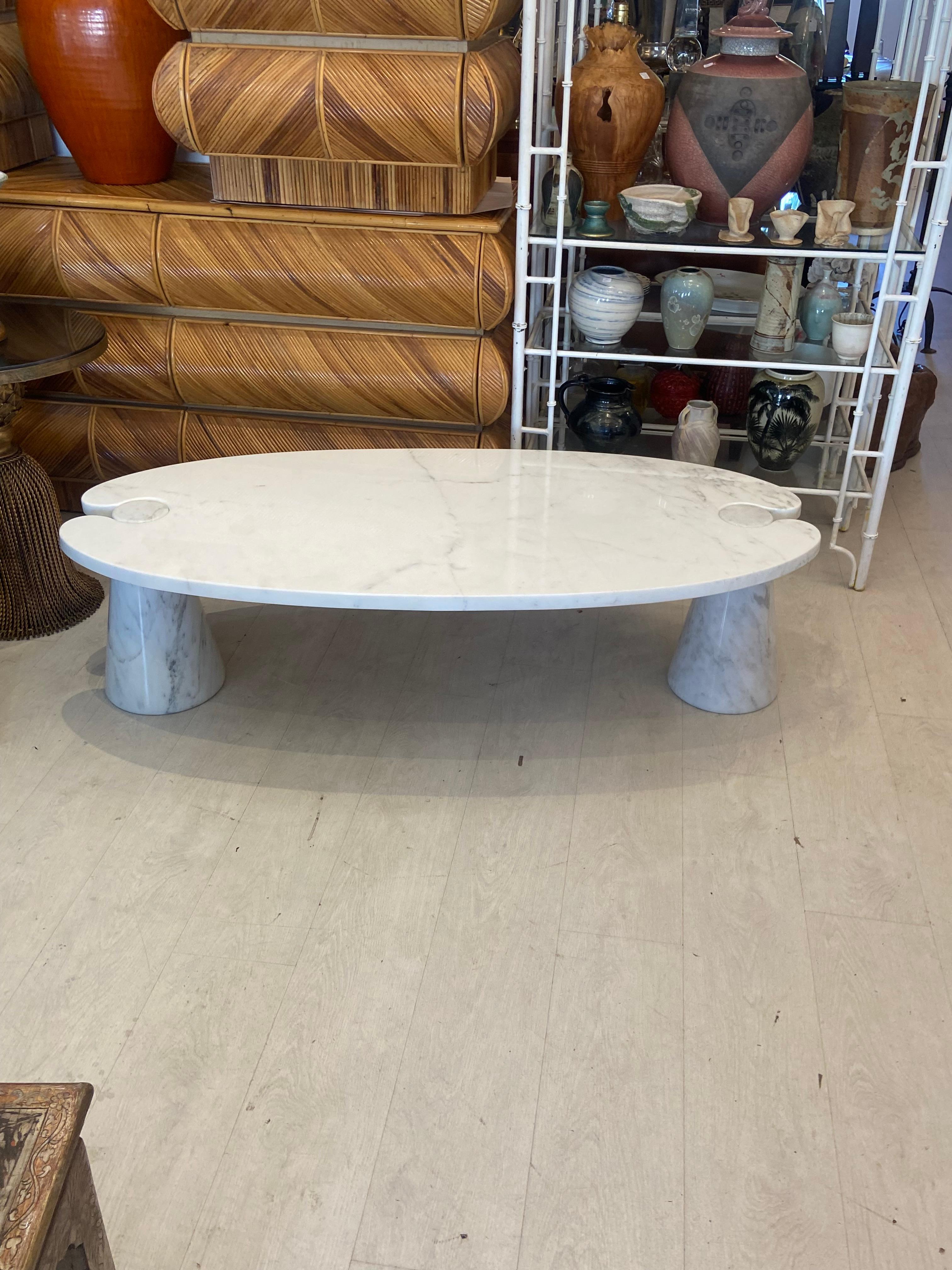 Angelo Mangiarotti Eros Coffee Table White Carrera Marble for Skipper 5