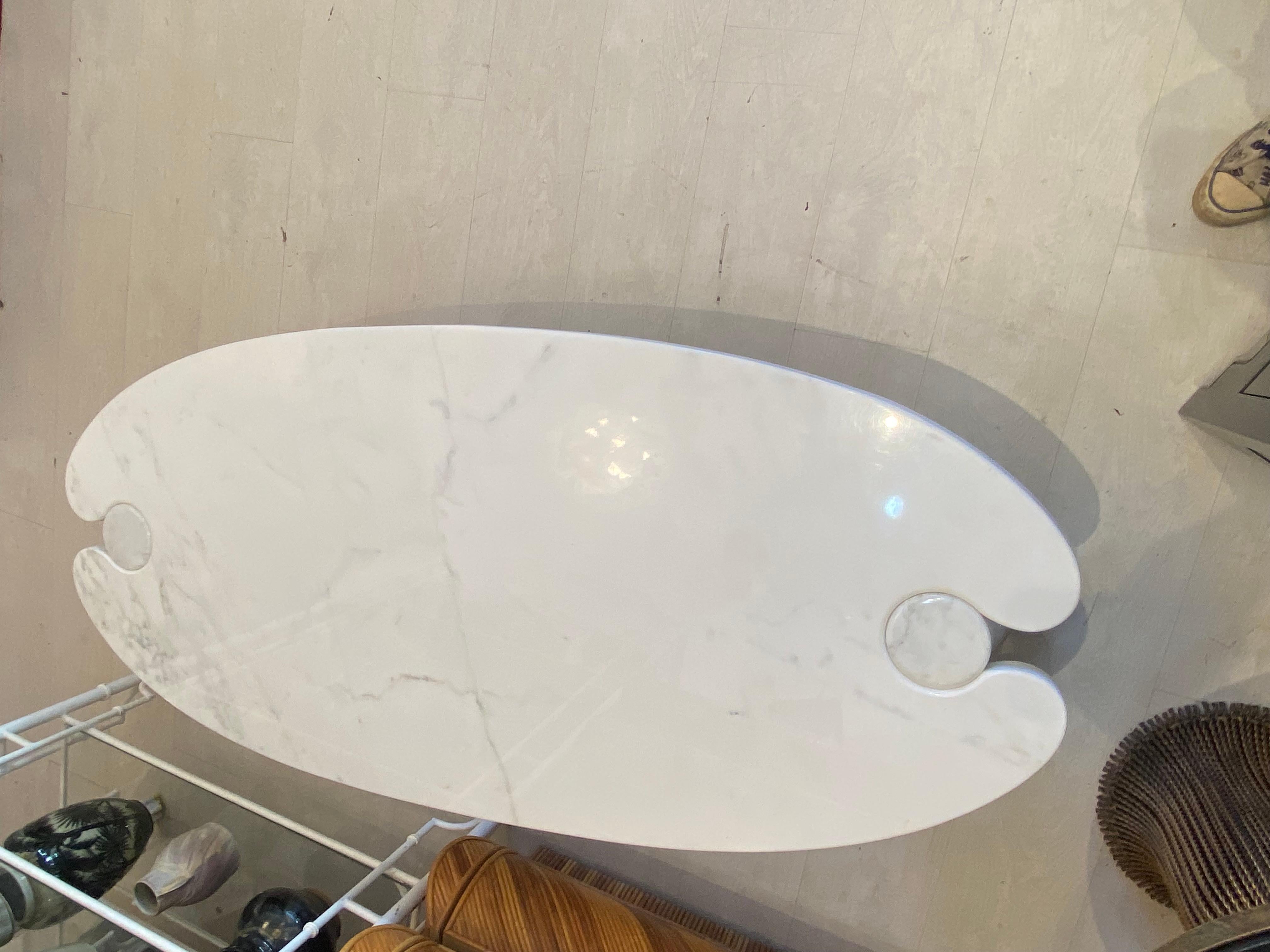 Angelo Mangiarotti Eros Coffee Table White Carrera Marble for Skipper 6