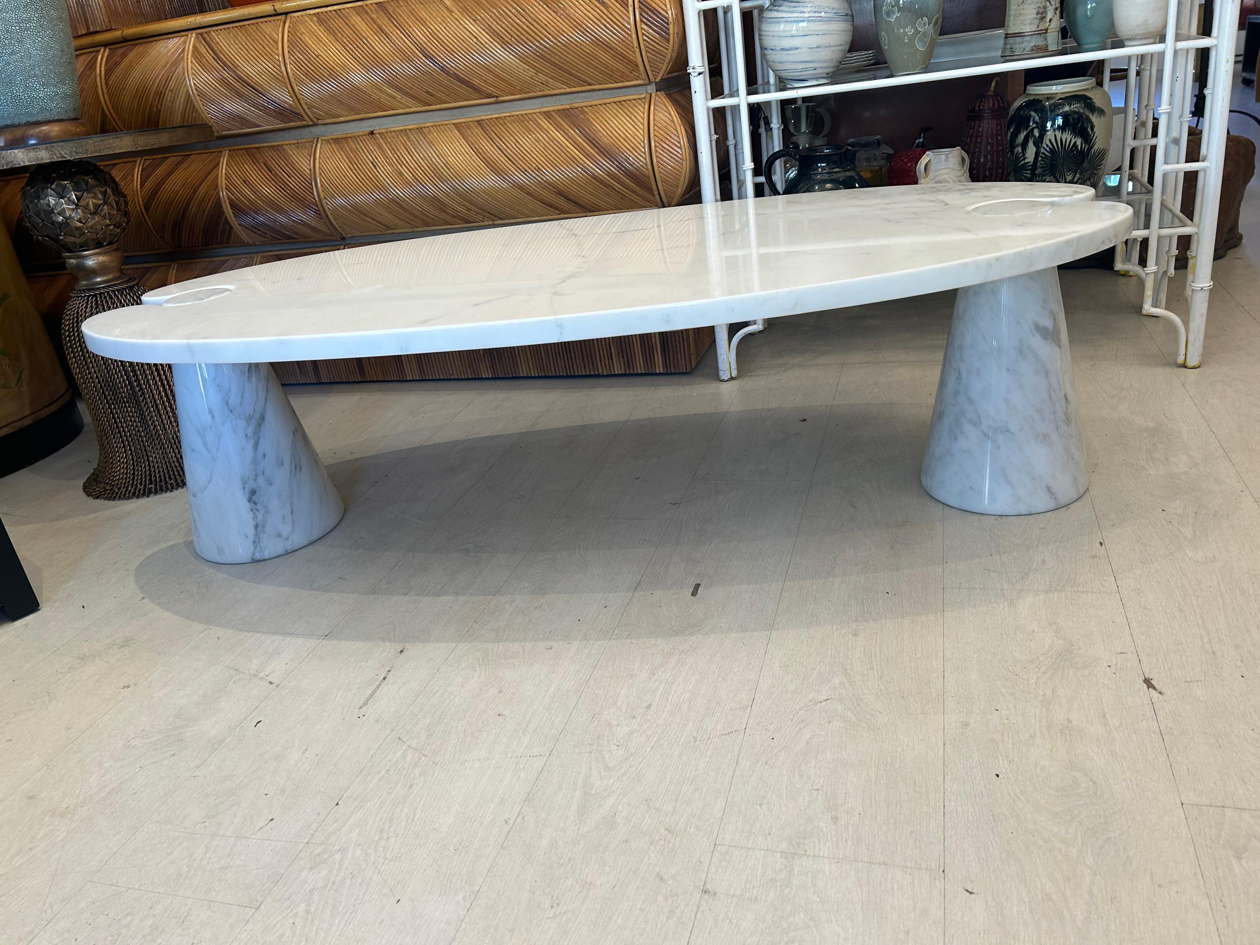 Mid-Century Modern Angelo Mangiarotti Eros Coffee Table White Carrera Marble for Skipper