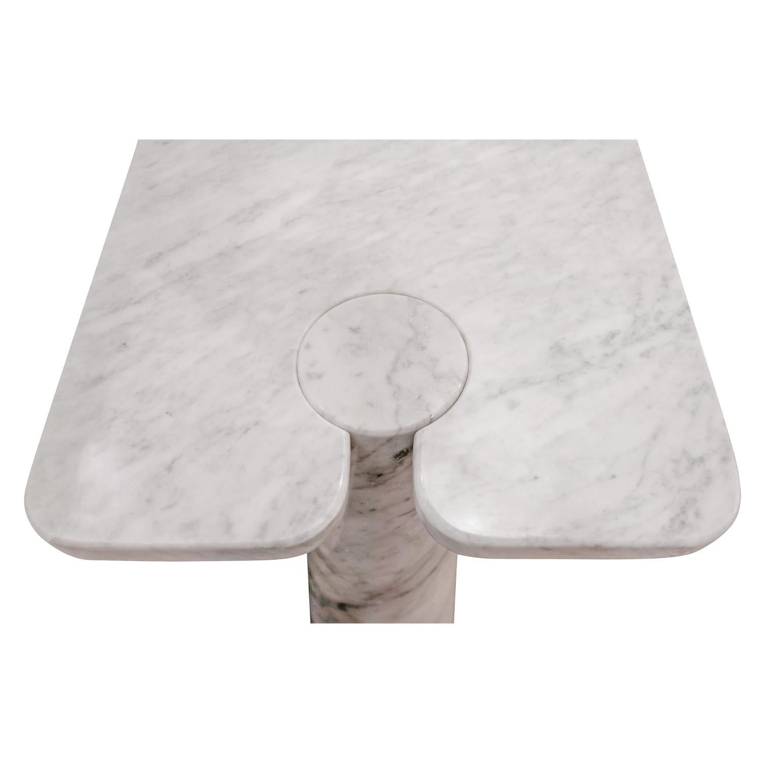 Angelo Mangiarotti Eros Collection Console Table in Polished White Marble 1970s In Excellent Condition In New York, NY