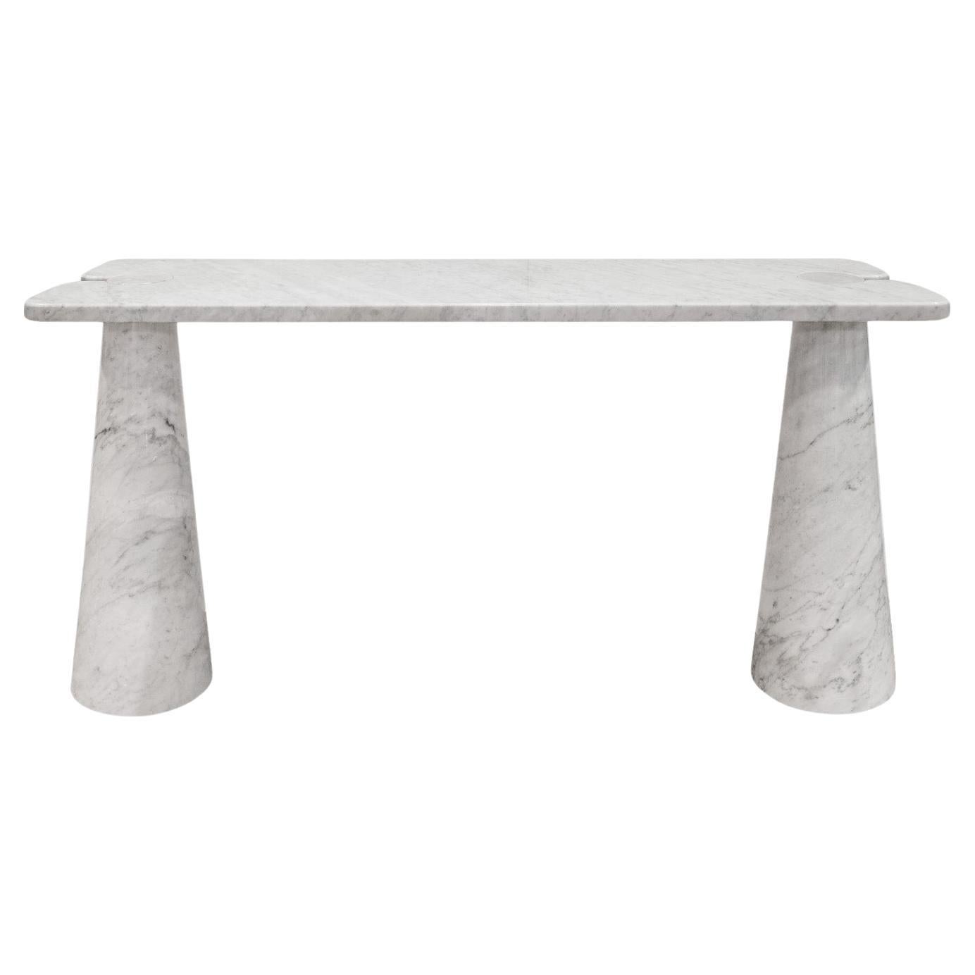 Angelo Mangiarotti Eros Collection Console Table in Polished White Marble 1970s