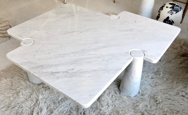 Angelo Mangiarotti Eros Collection Freccia White Carrara Marble Coffee Table