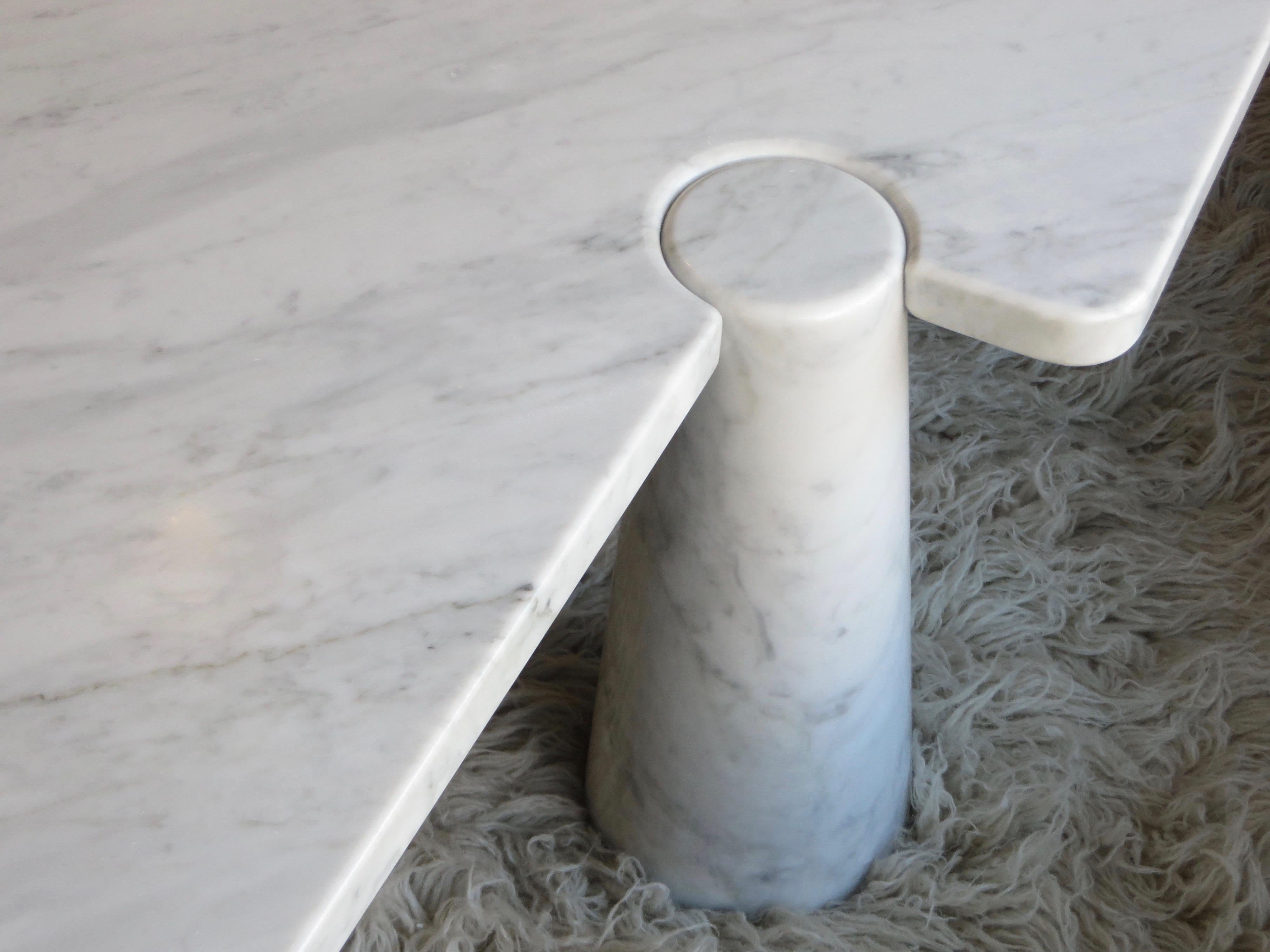 Angelo Mangiarotti Eros Collection Freccia White Carrara Marble Coffee Table 6