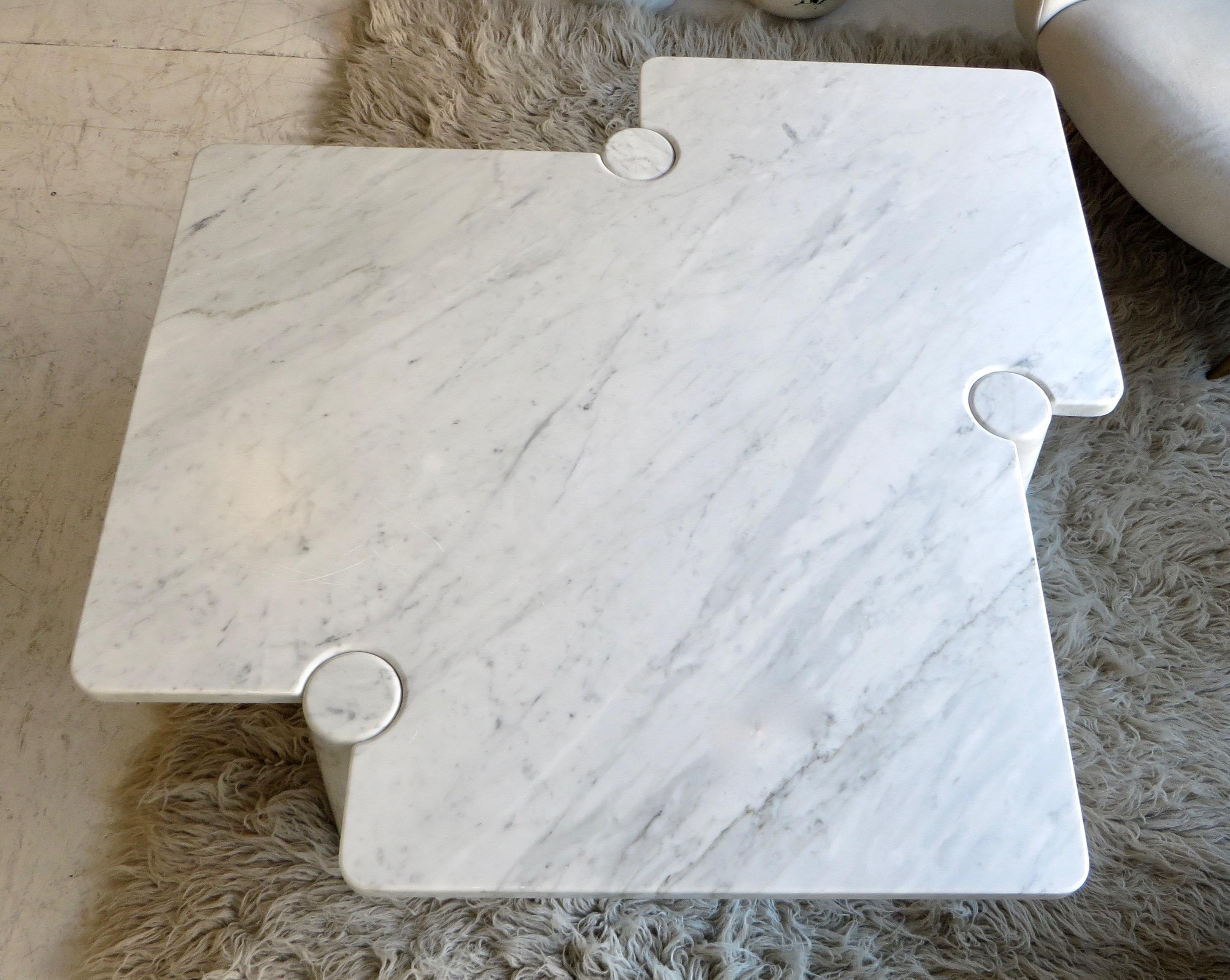Angelo Mangiarotti Eros Collection Freccia White Carrara Marble Coffee Table 7