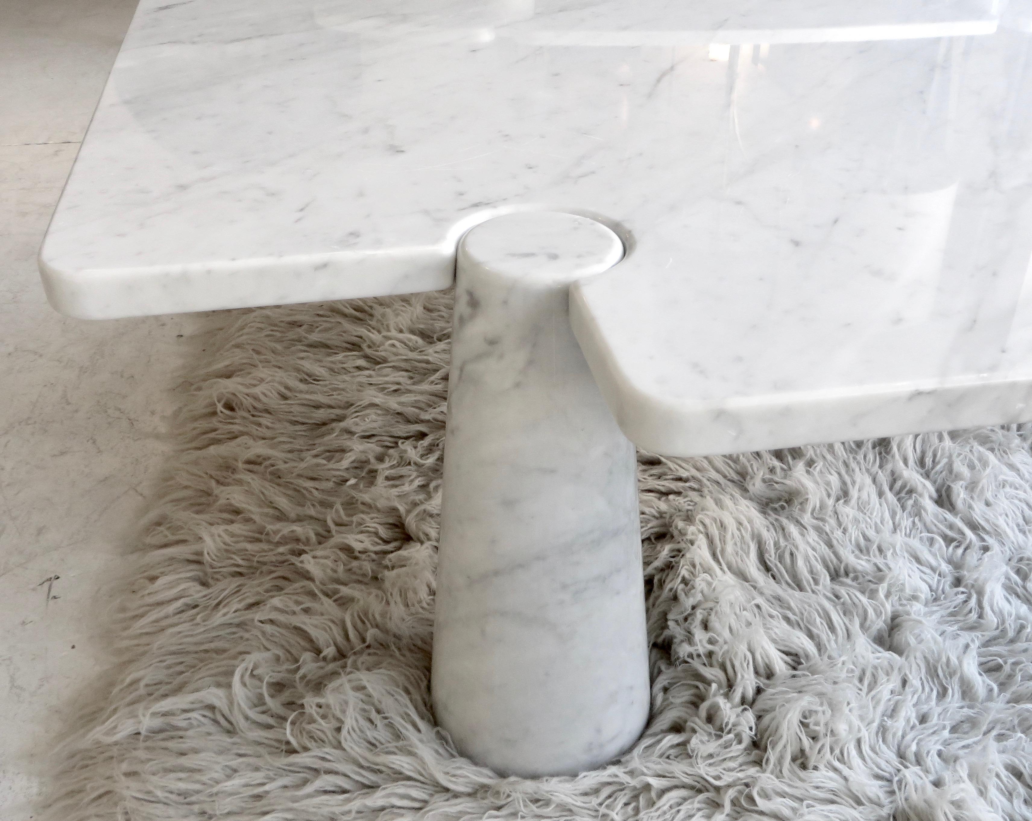 Angelo Mangiarotti Eros Collection Freccia White Carrara Marble Coffee Table 3