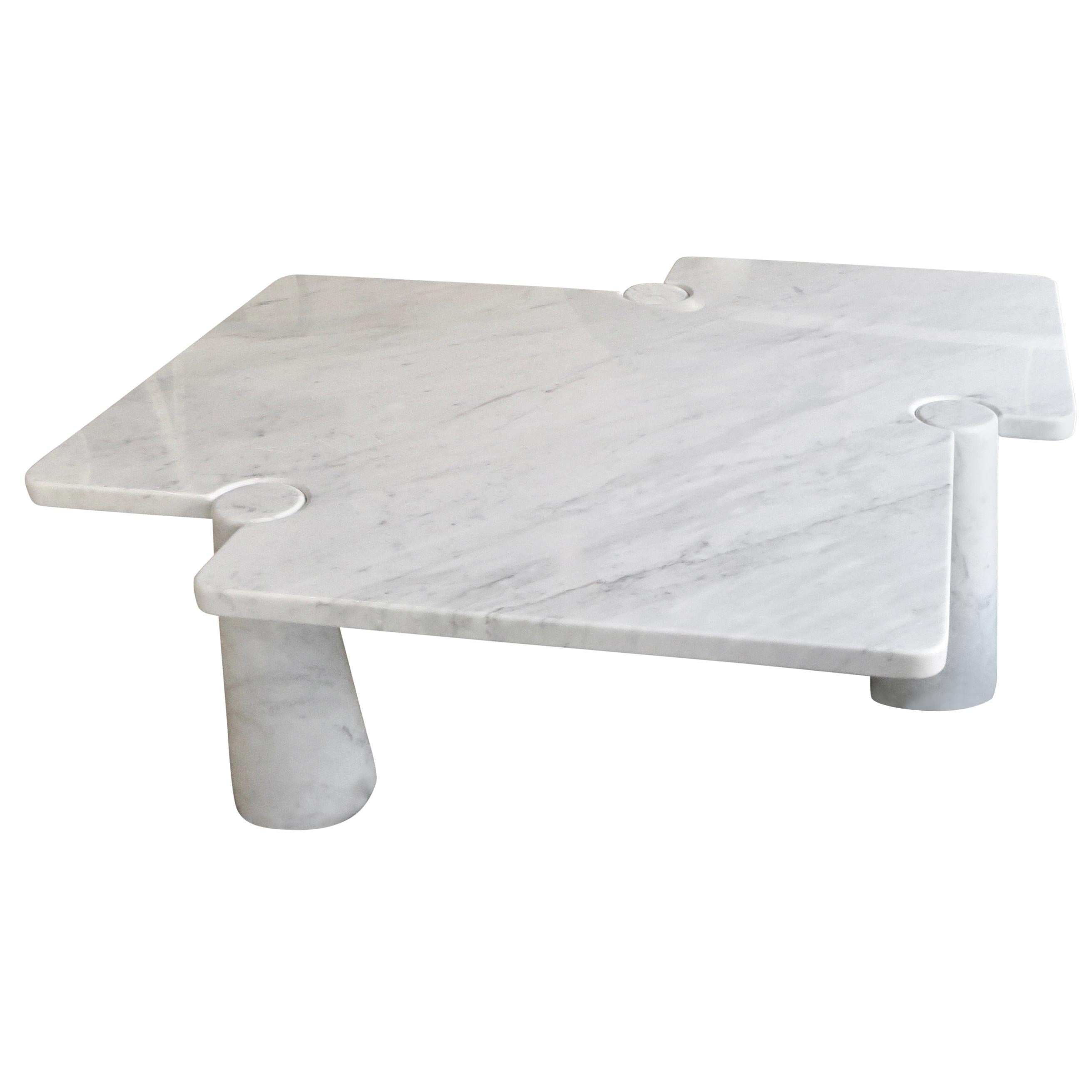 Angelo Mangiarotti Eros Collection Freccia White Carrara Marble Coffee Table