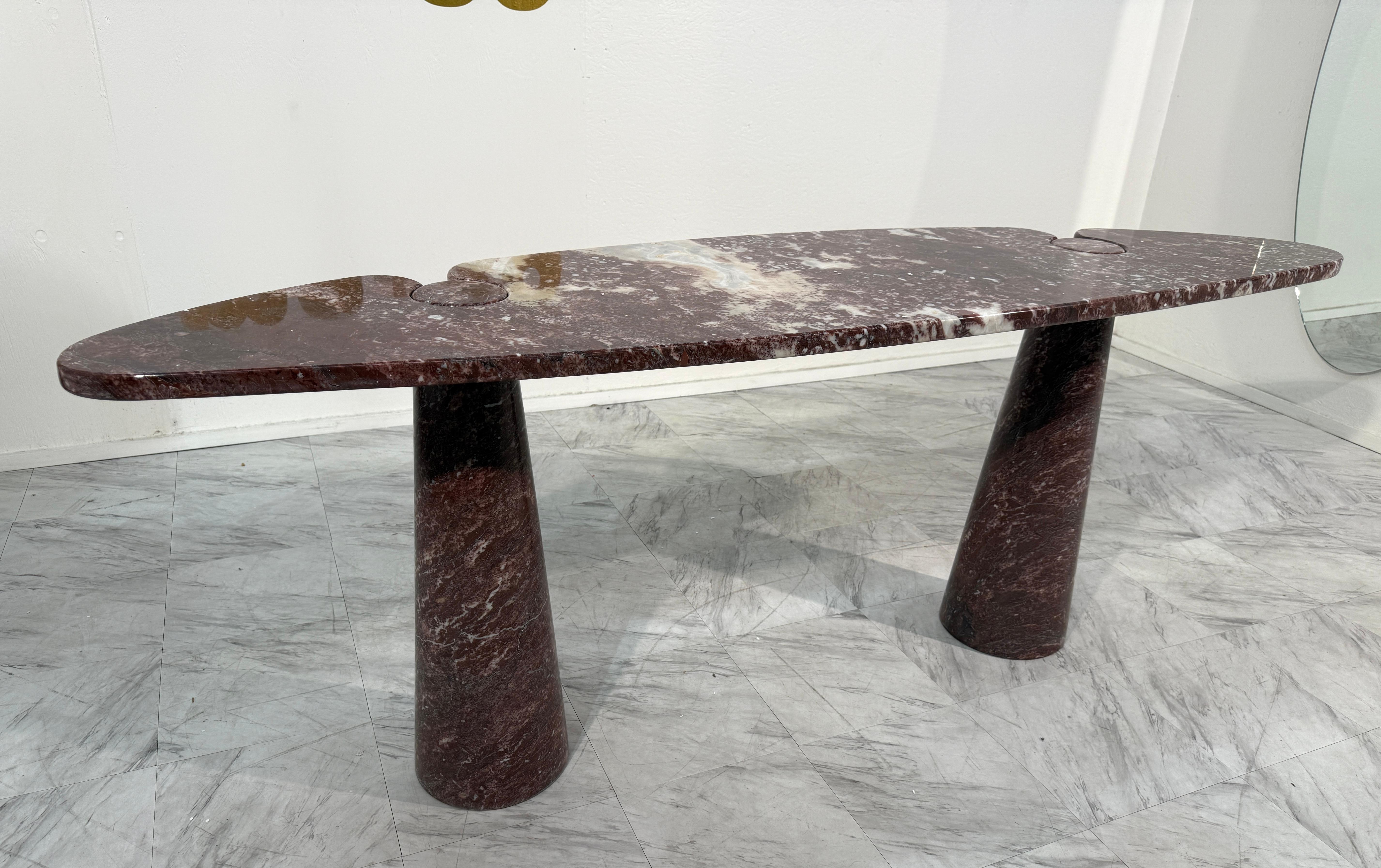 Modern Angelo Mangiarotti Eros Console Table in Rosso Verona Marble, Italy, 1970s For Sale
