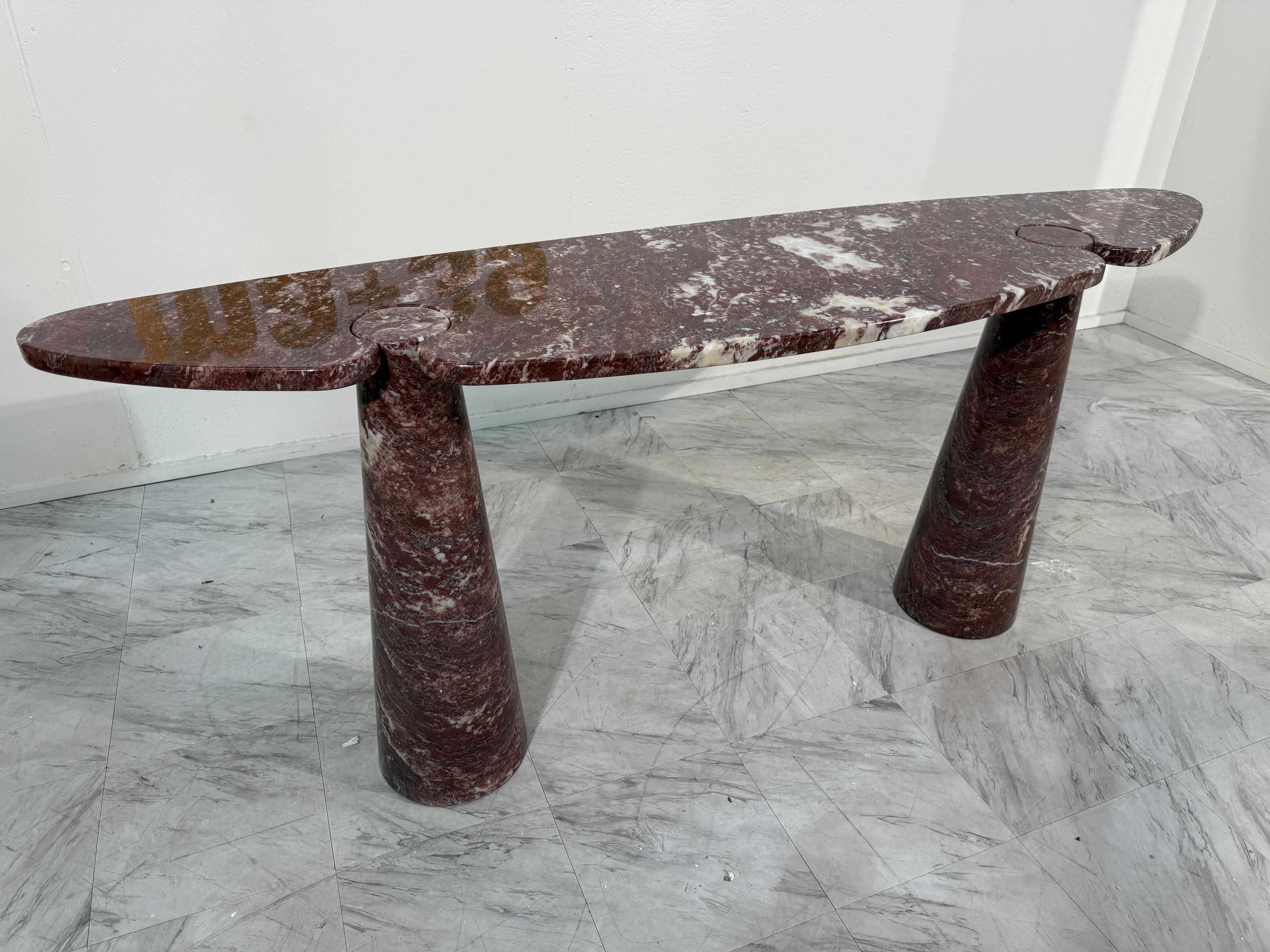 Moderne Angelo Mangiarotti Table console Eros en marbre Rosso Verona, Italie, années 1970 en vente