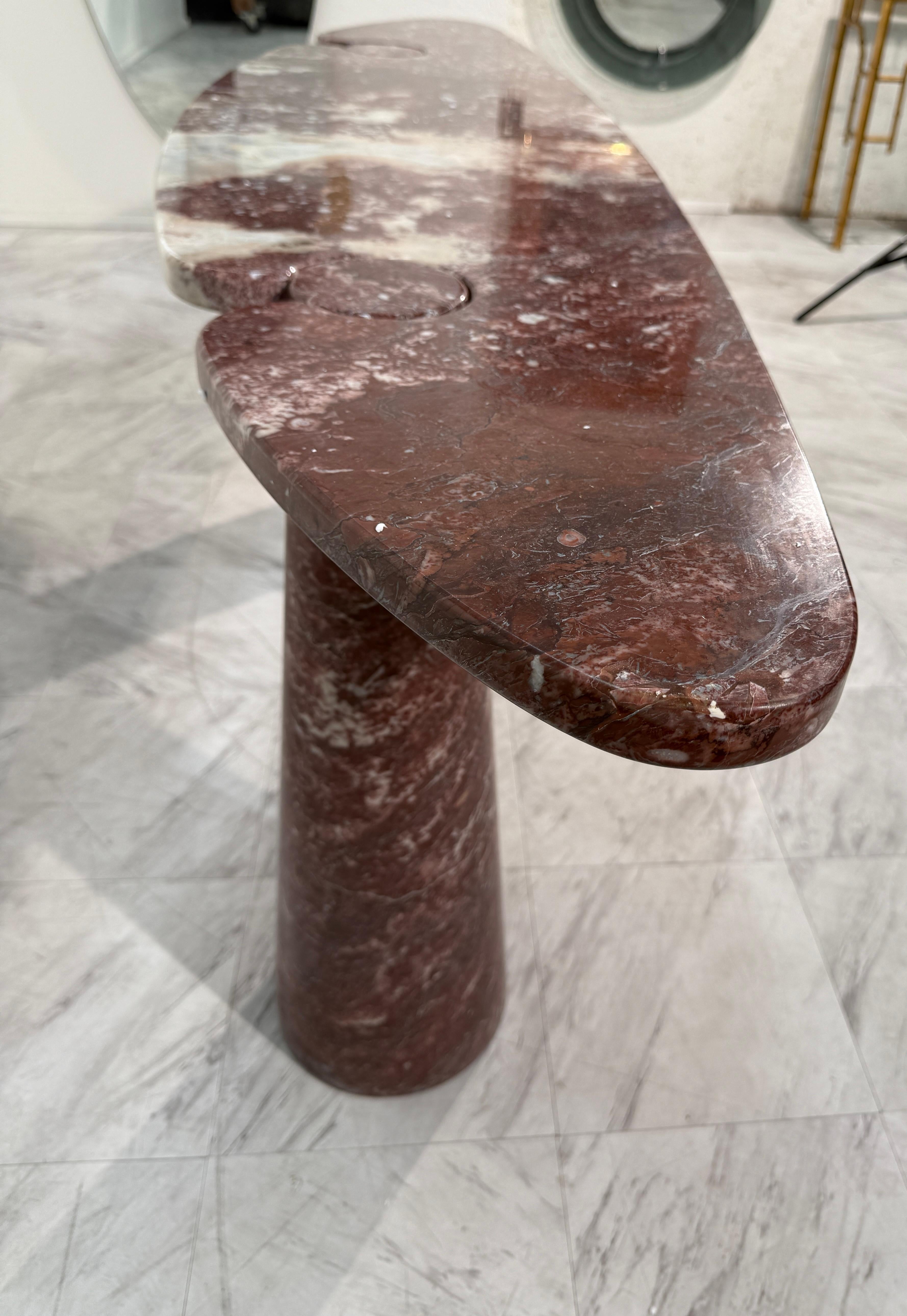 Italian Angelo Mangiarotti Eros Console Table in Rosso Verona Marble, Italy, 1970s For Sale