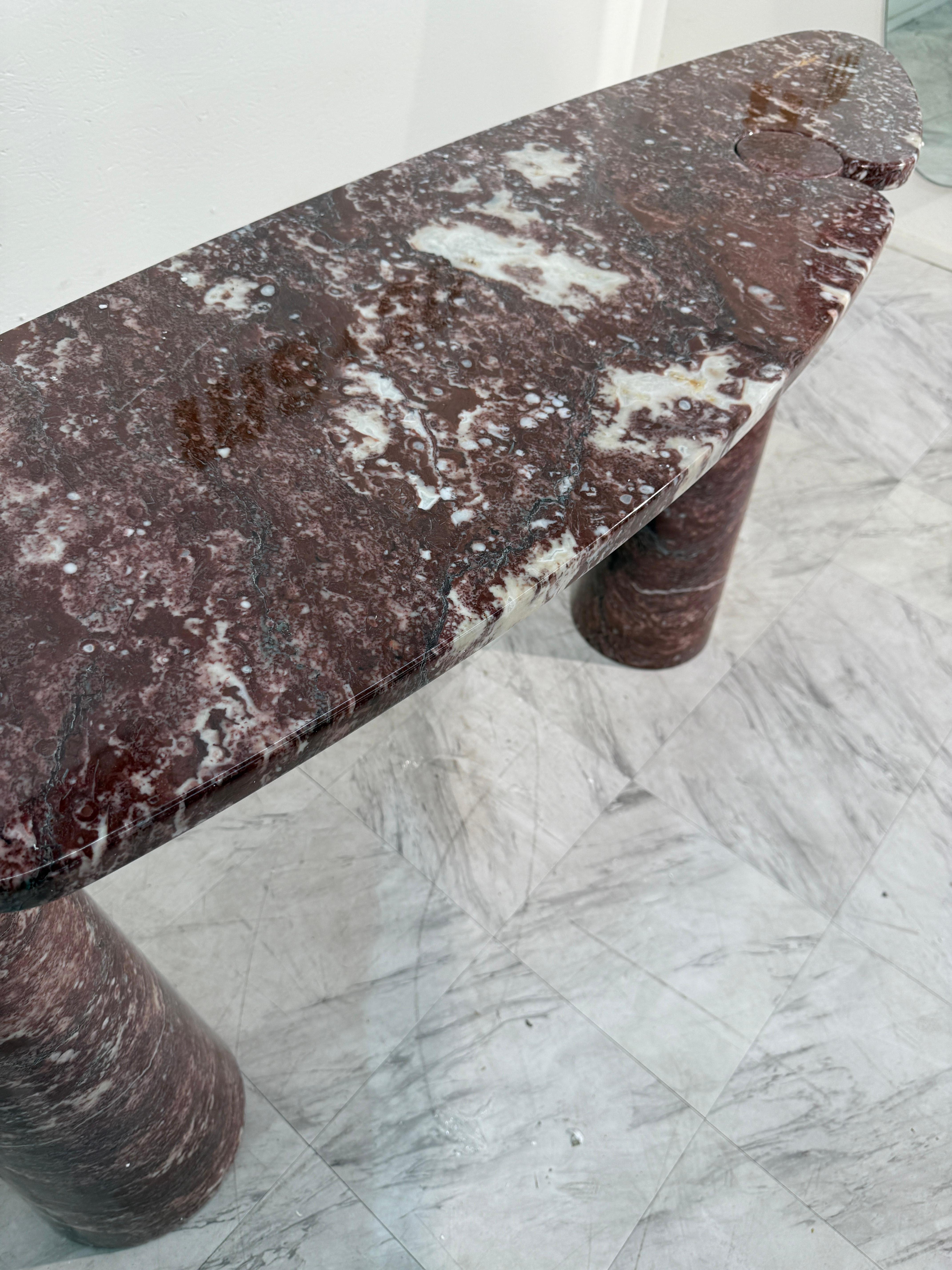 italien Angelo Mangiarotti Table console Eros en marbre Rosso Verona, Italie, années 1970 en vente