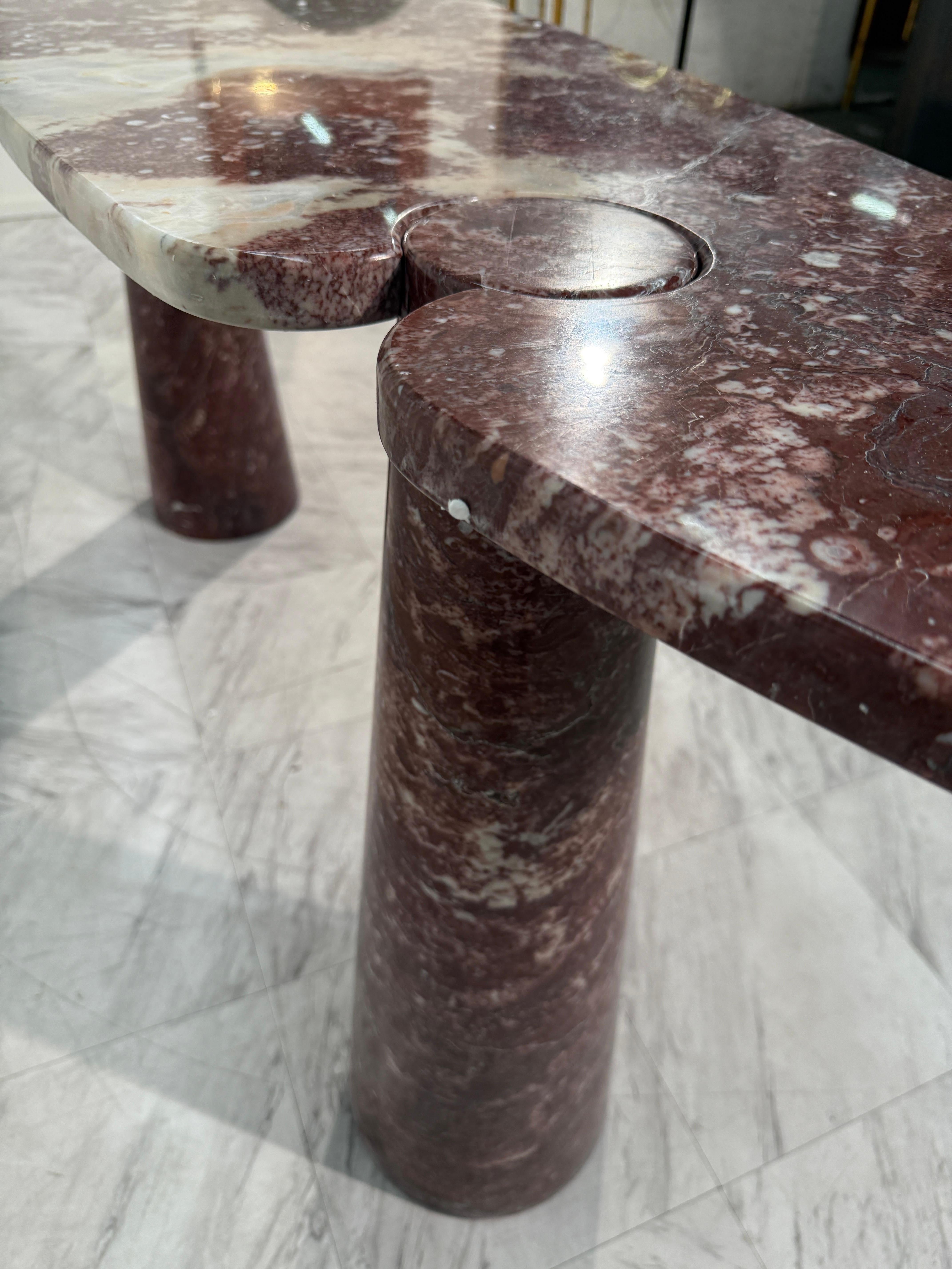 Late 20th Century Angelo Mangiarotti Eros Console Table in Rosso Verona Marble, Italy, 1970s For Sale