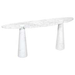 Angelo Mangiarotti Eros Console Table in White Carrara Marble, 1971