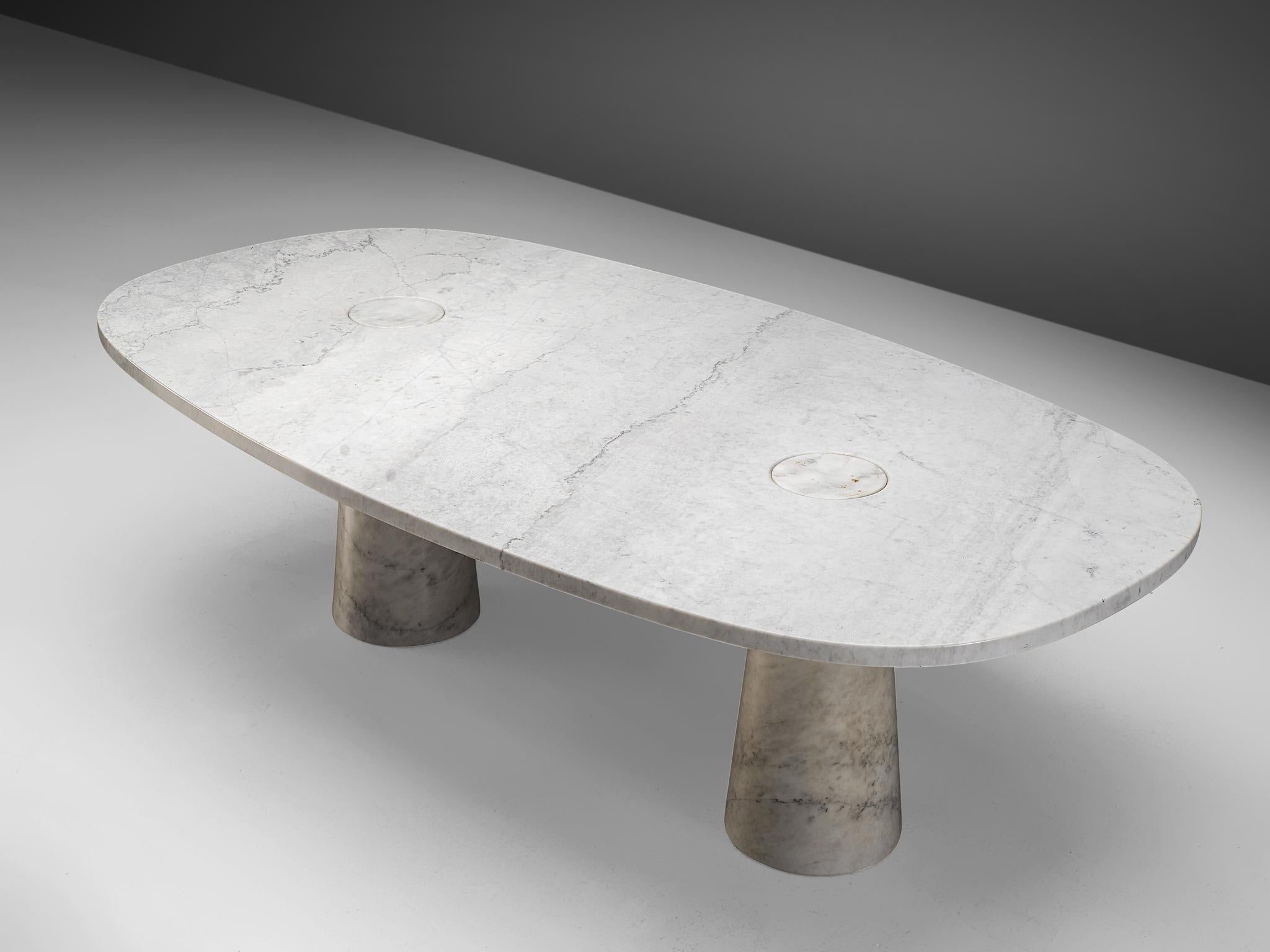 Large 'Eros' Dining Table Angelo Mangiarotti, , Carrara Marble, Italy, 1970s In Good Condition In Waalwijk, NL