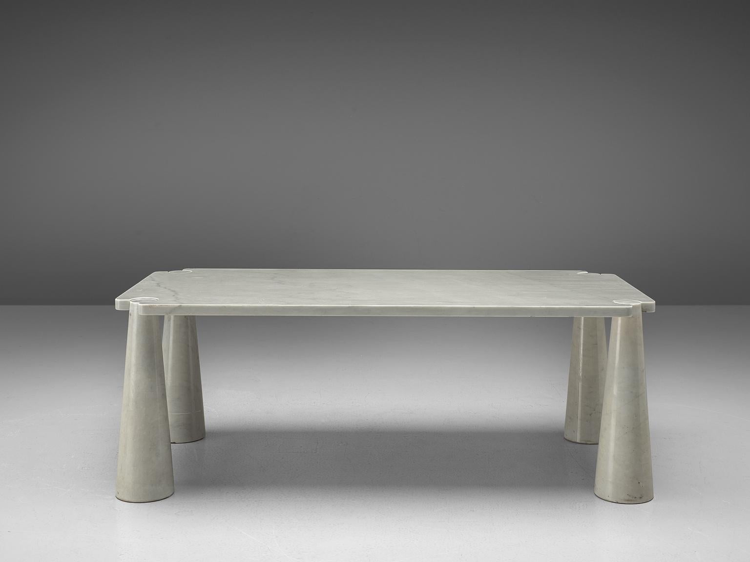 Angelo Mangiarotti for Skipper, 'Eros' dining table, Carrara marble, 1970s.

This sculptural, rectangular dining table by Angelo Mangiarotti is a skillful example of postmodern design. The table is executed in white Carrara marble. The table