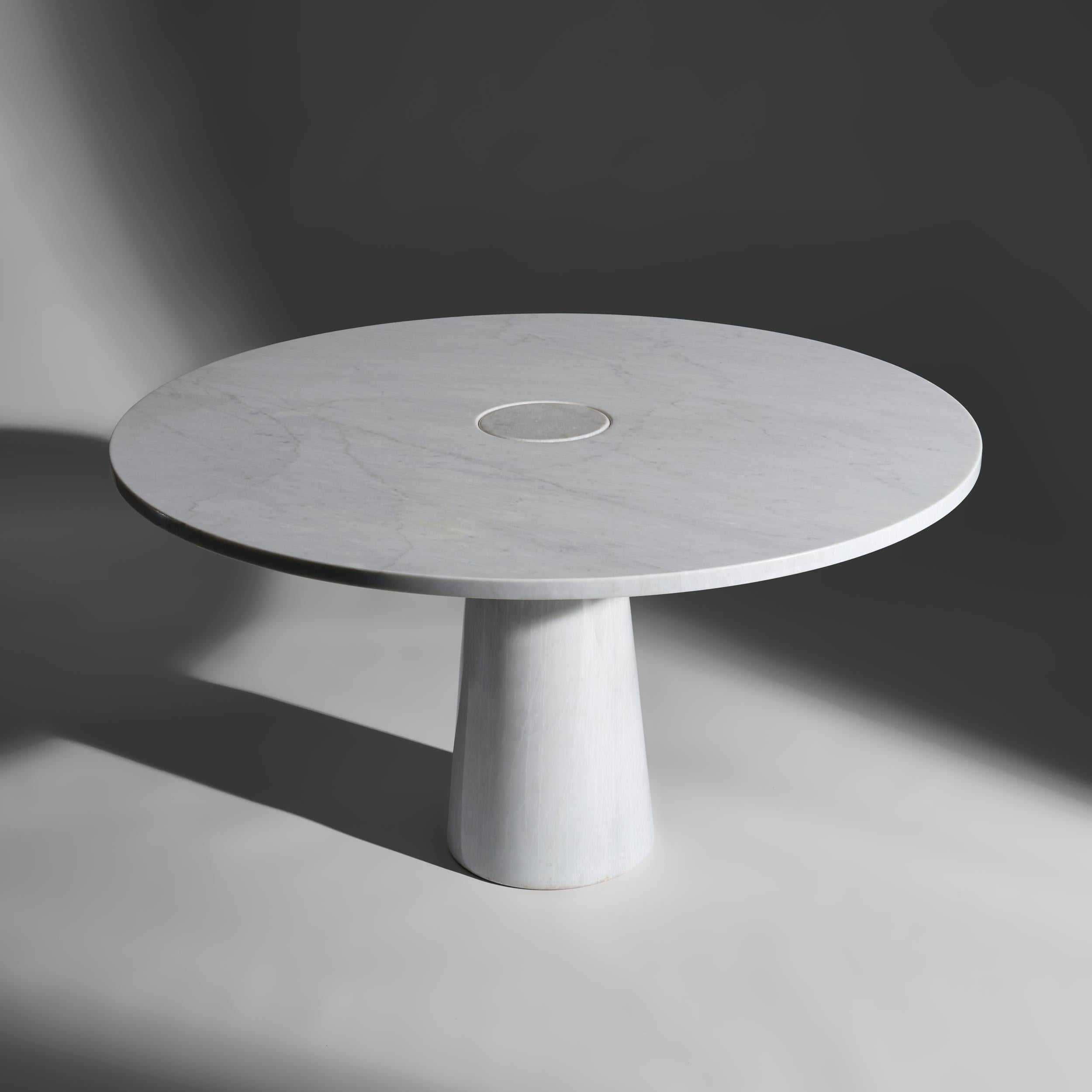 Italian Angelo Mangiarotti Eros Dining Table in Carrara Marble for Skipper, Italy, 1970s For Sale