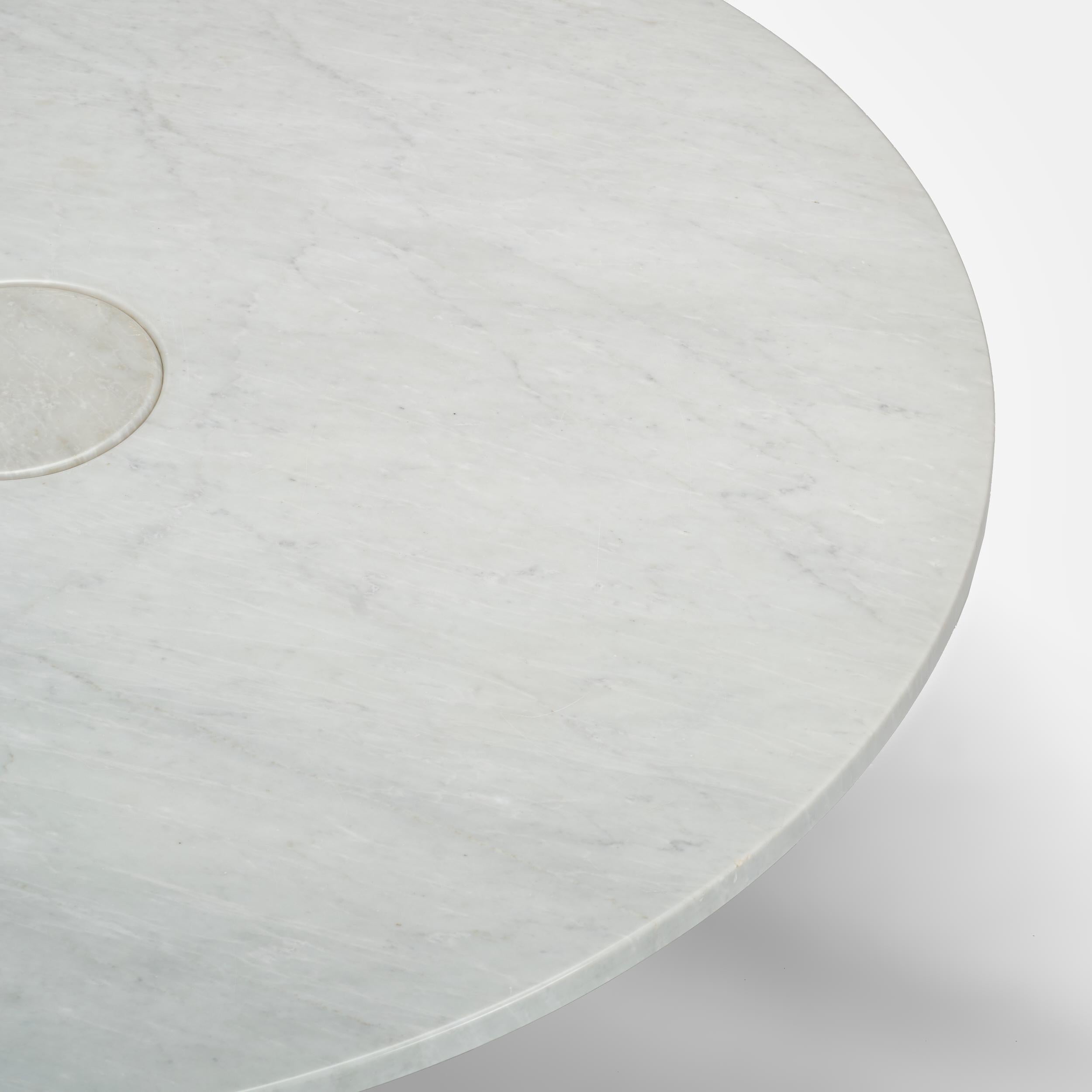Late 20th Century Angelo Mangiarotti Eros Dining Table in Carrara Marble for Skipper, Italy, 1970s For Sale