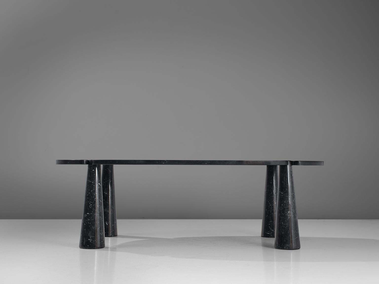 Post-Modern Angelo Mangiarotti Eros Marble Dining Table in Black Marble