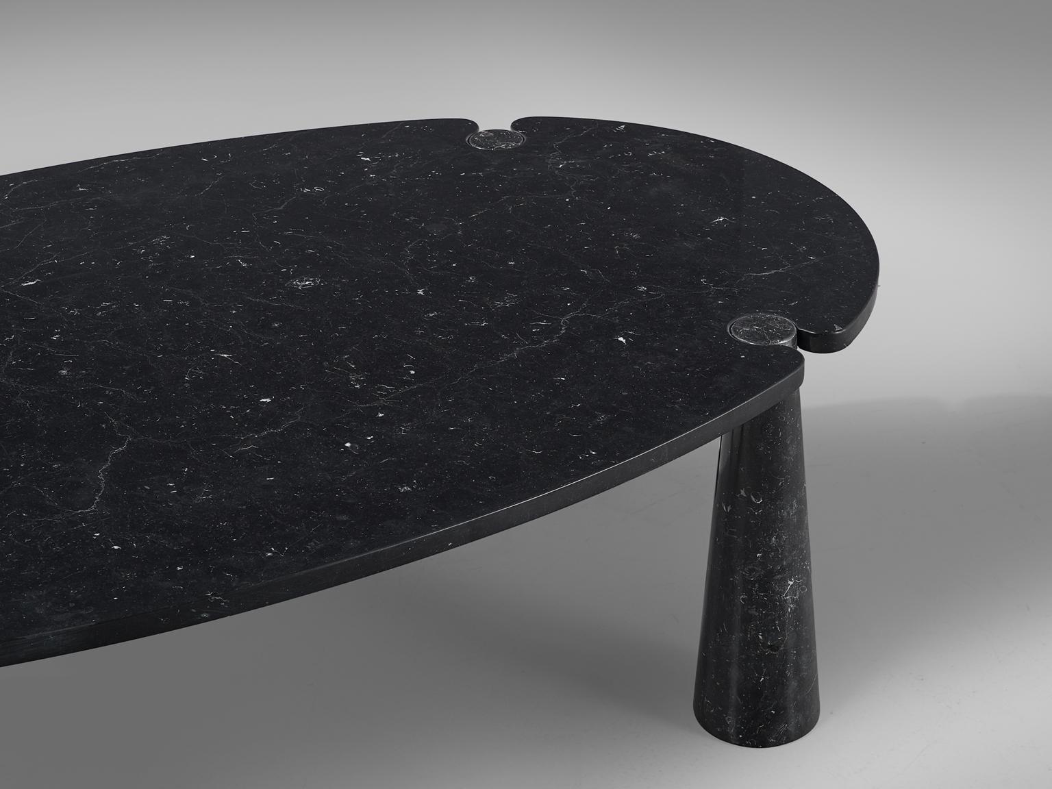 Italian Angelo Mangiarotti Eros Marble Dining Table in Black Marble