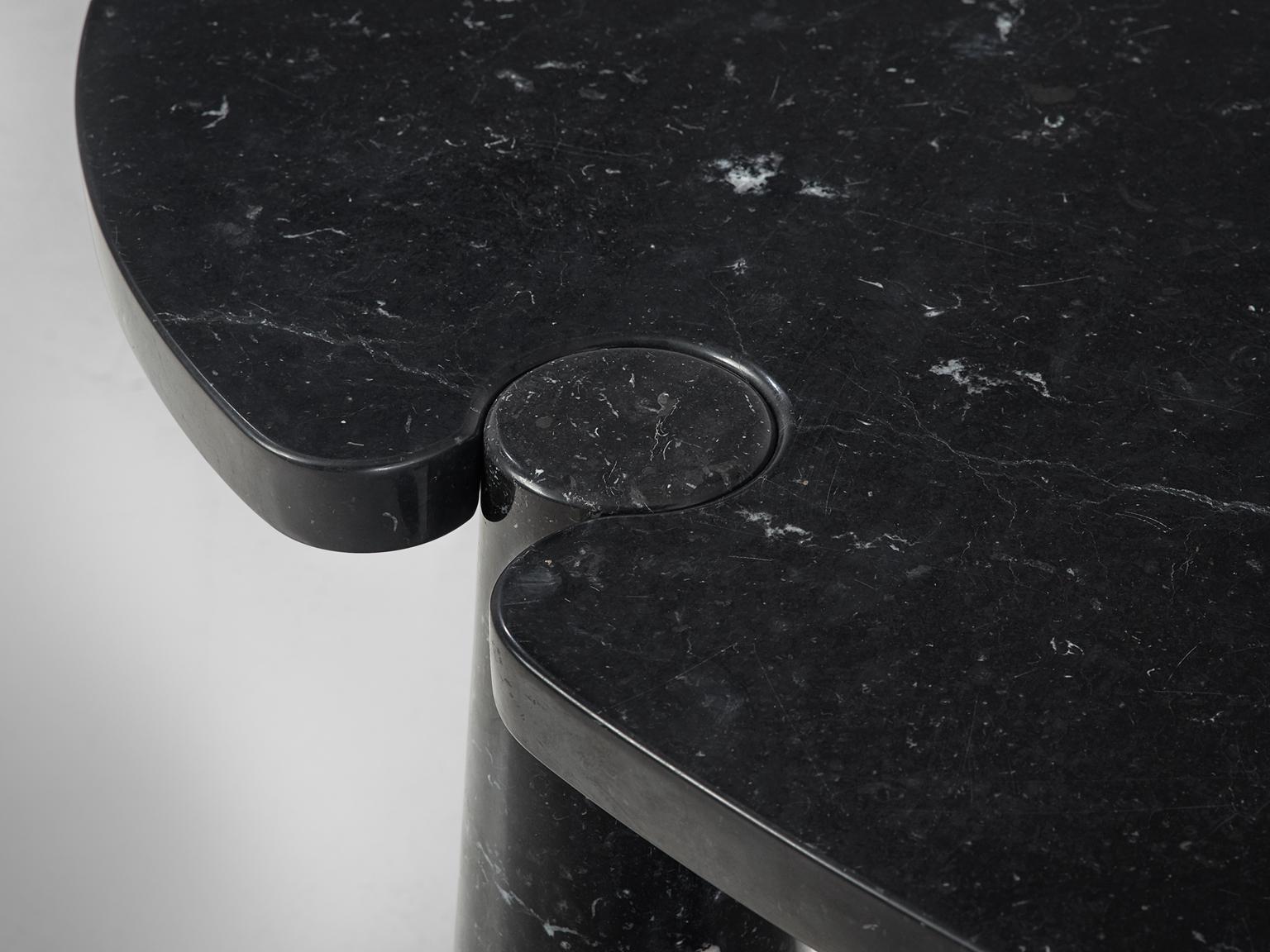 Angelo Mangiarotti Eros Marble Dining Table in Black Marble In Good Condition In Waalwijk, NL