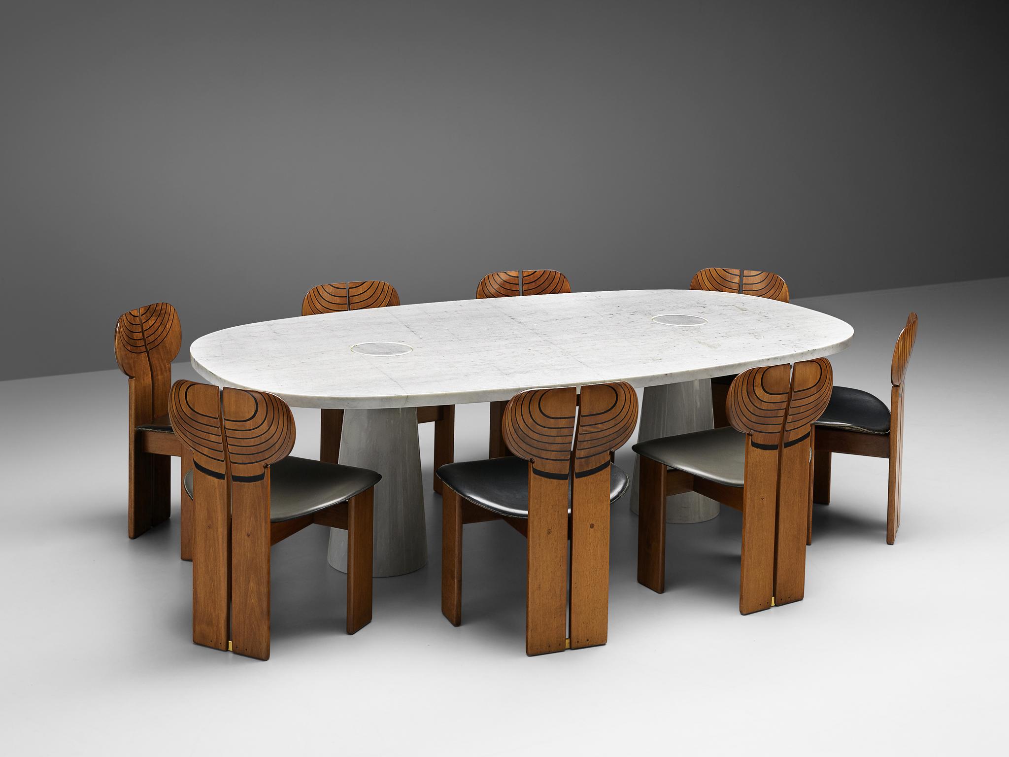white marble oval dining table