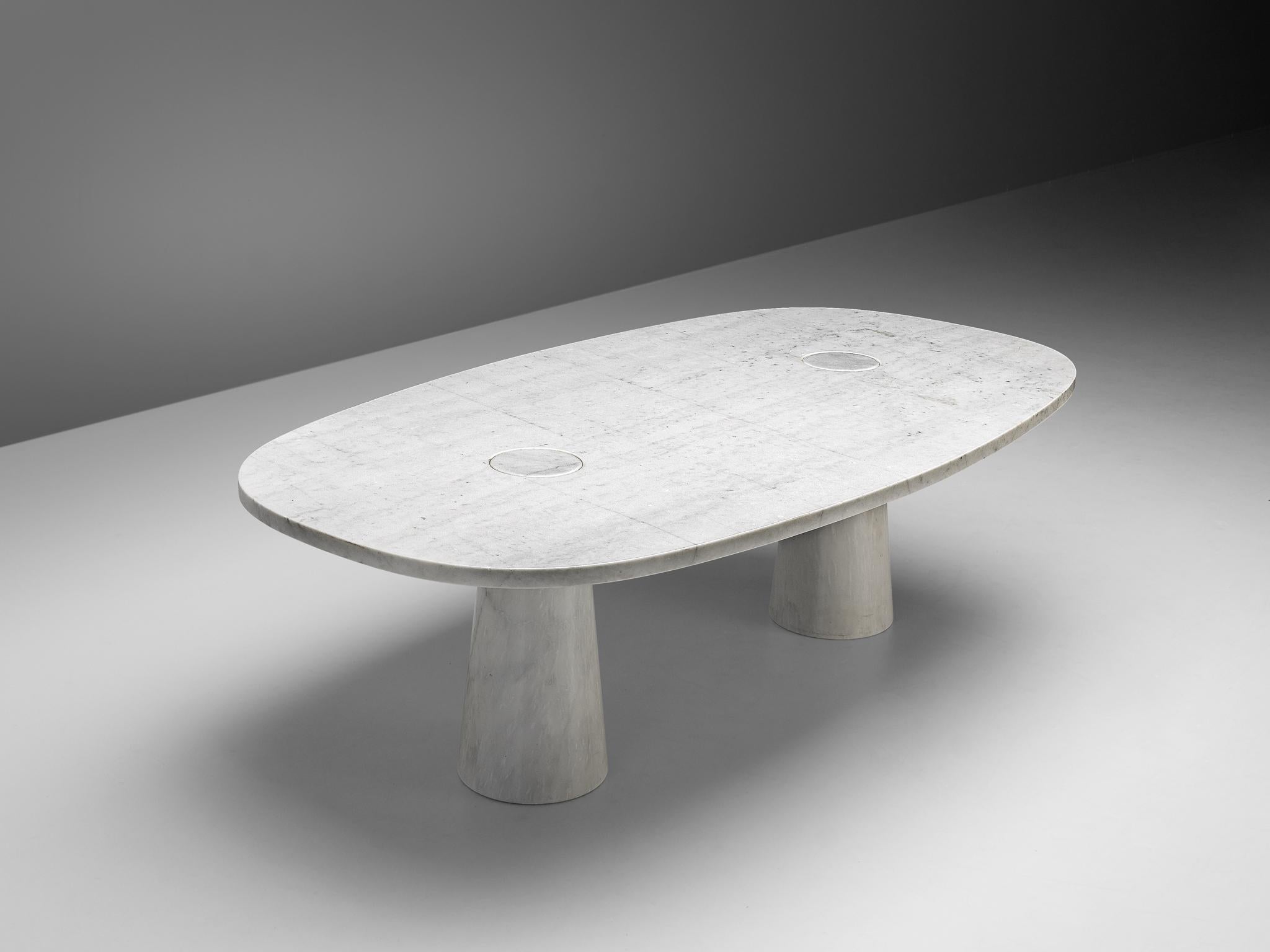 Angelo Mangiarotti 'Eros' Oval Dining Table in White Marble In Good Condition In Waalwijk, NL