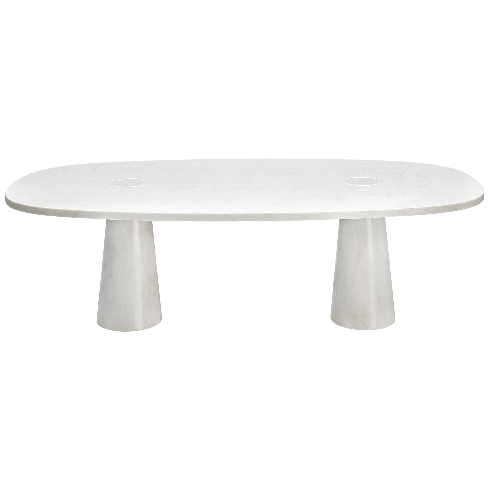 Angelo Mangiarotti 'Eros' Oval Dining Table in White Marble